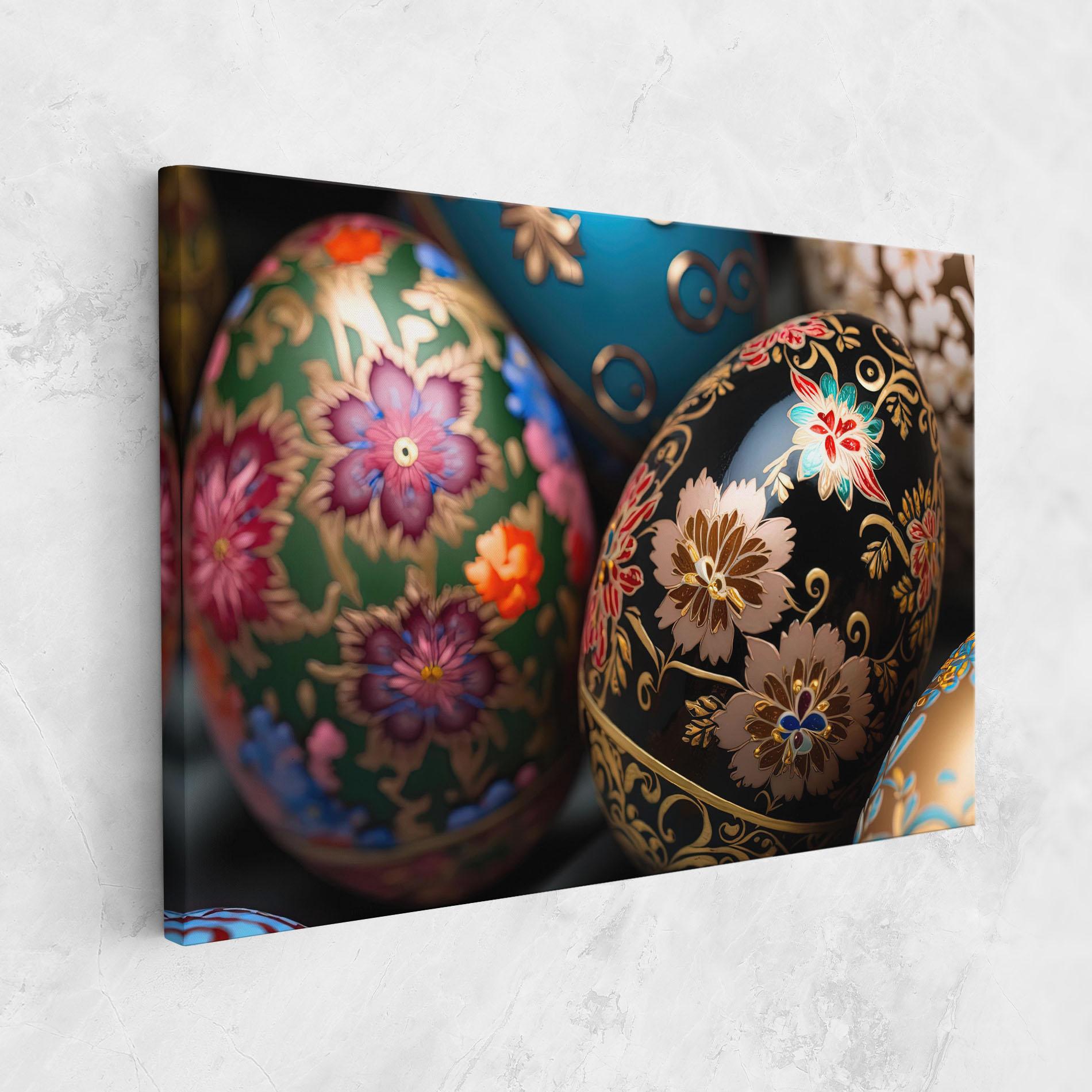 Leinwandbild Close Up Painted Eggs mockup 1