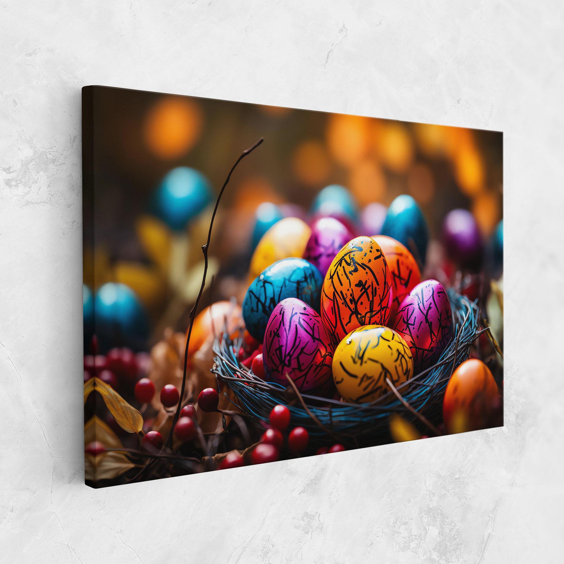 Leinwandbild Colorful Easter Eggs mockup 1