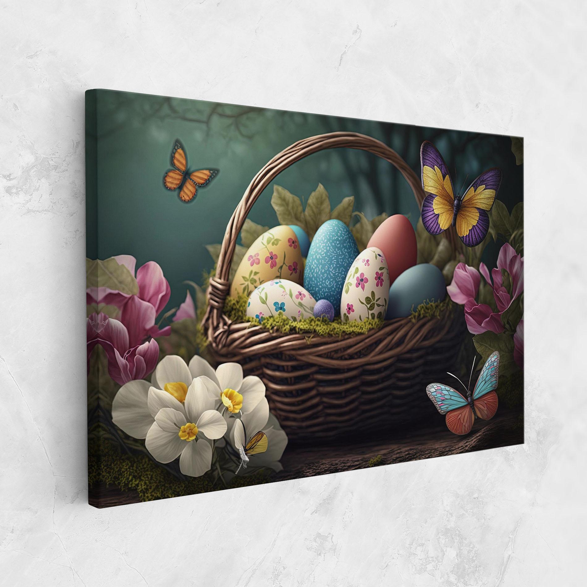 Leinwandbild Easter Eggs Butterfly mockup 1