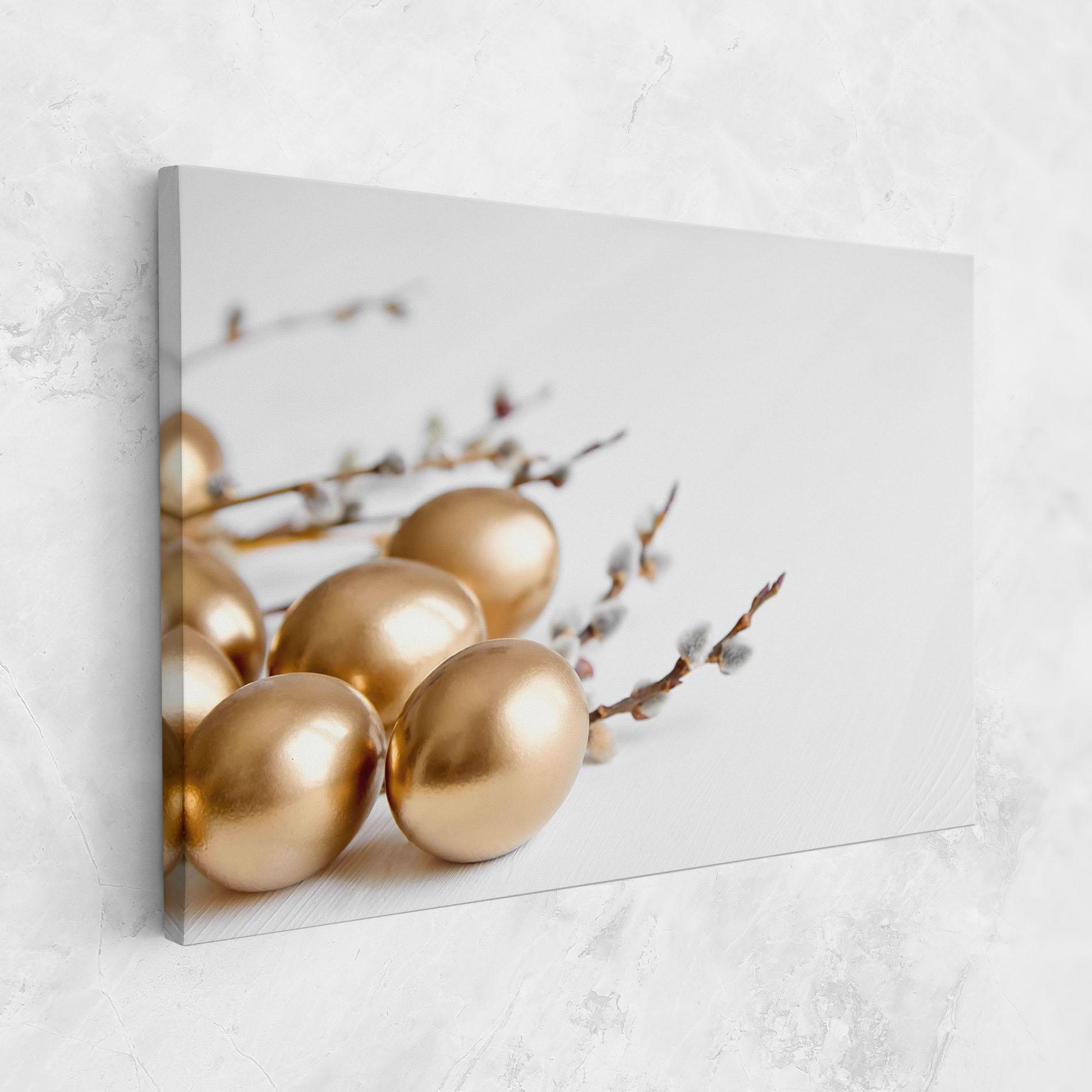 Leinwandbild Easter Gold Eggs mockup 1