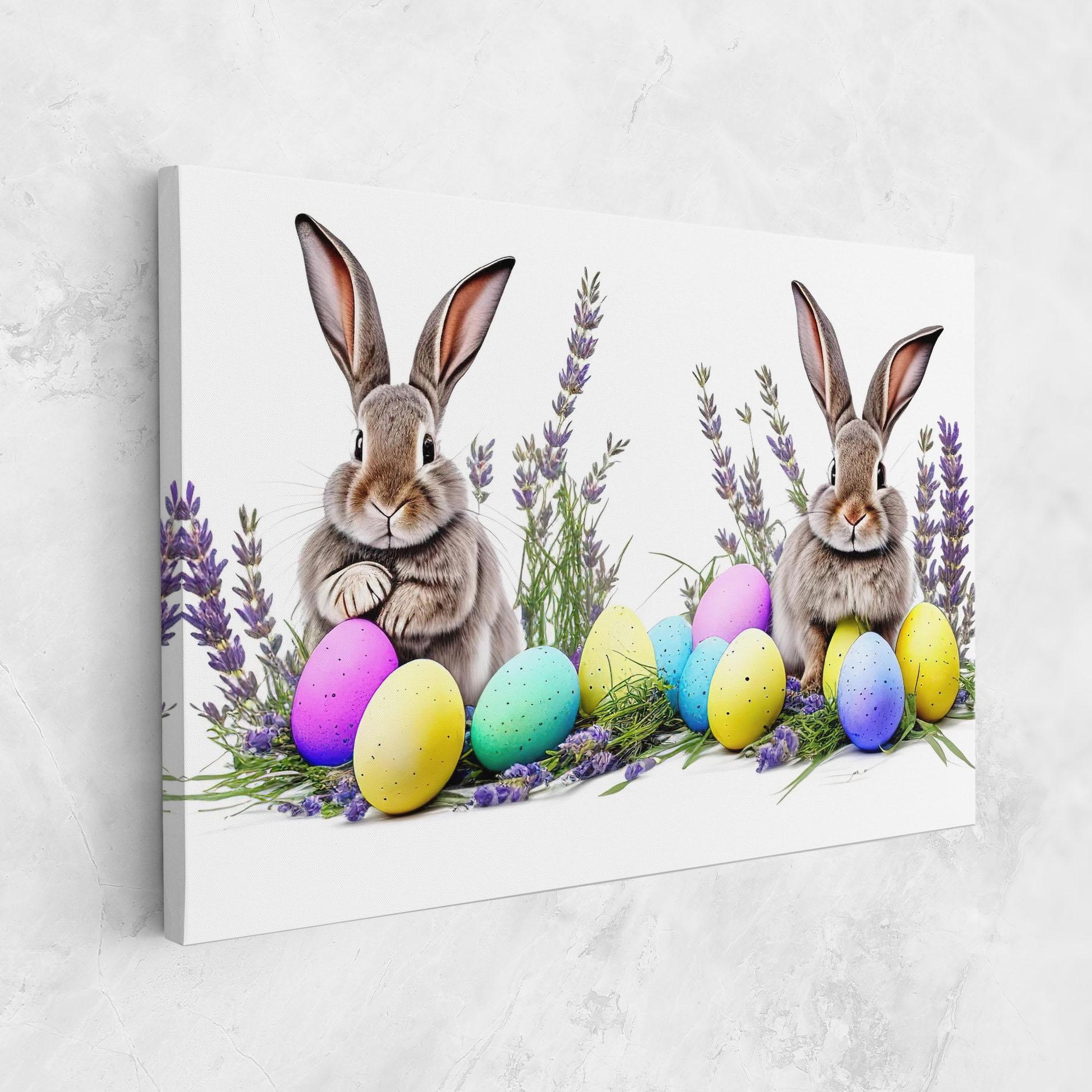 Leinwandbild Flowers Easter Bunny mockup 1