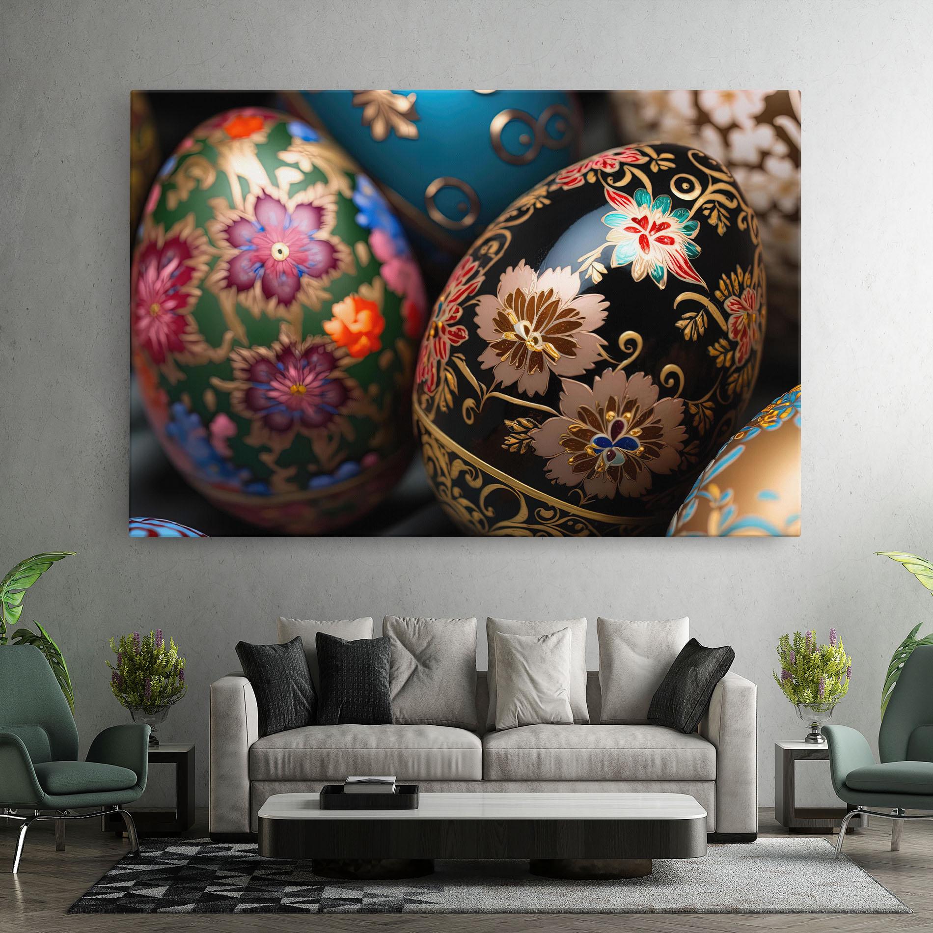 Leinwandbild Close Up Painted Eggs mockup 7