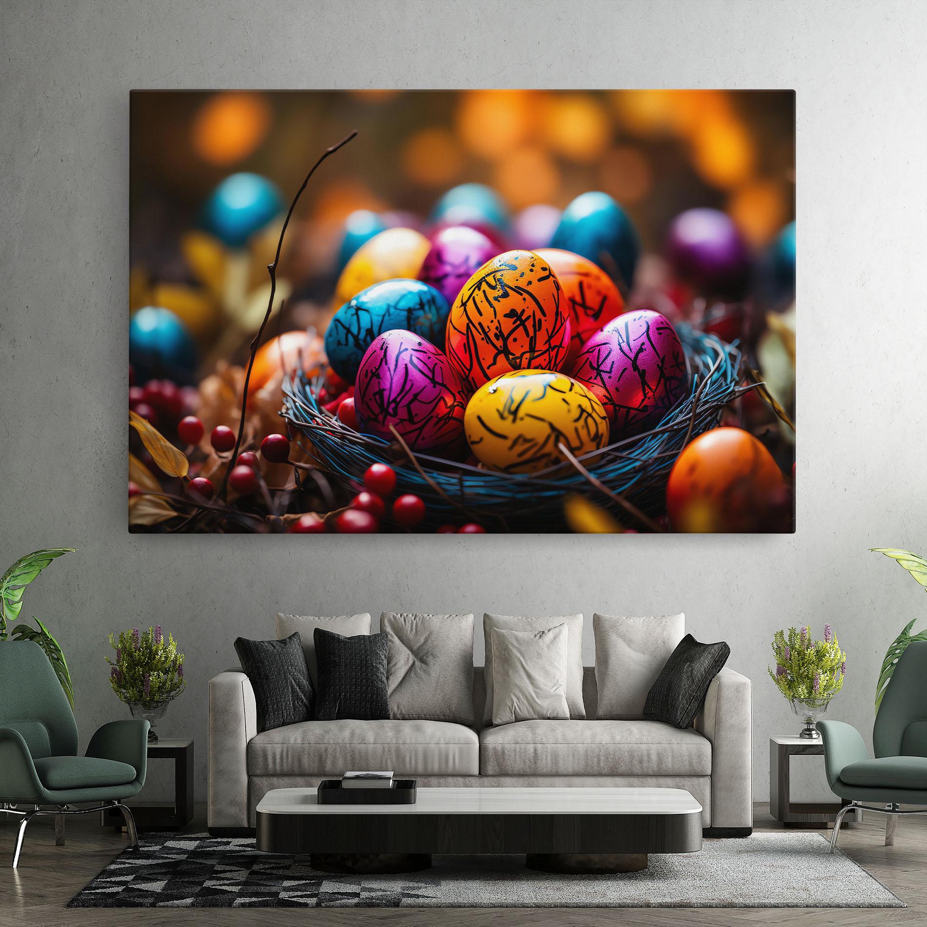 Leinwandbild Colorful Easter Eggs mockup 7