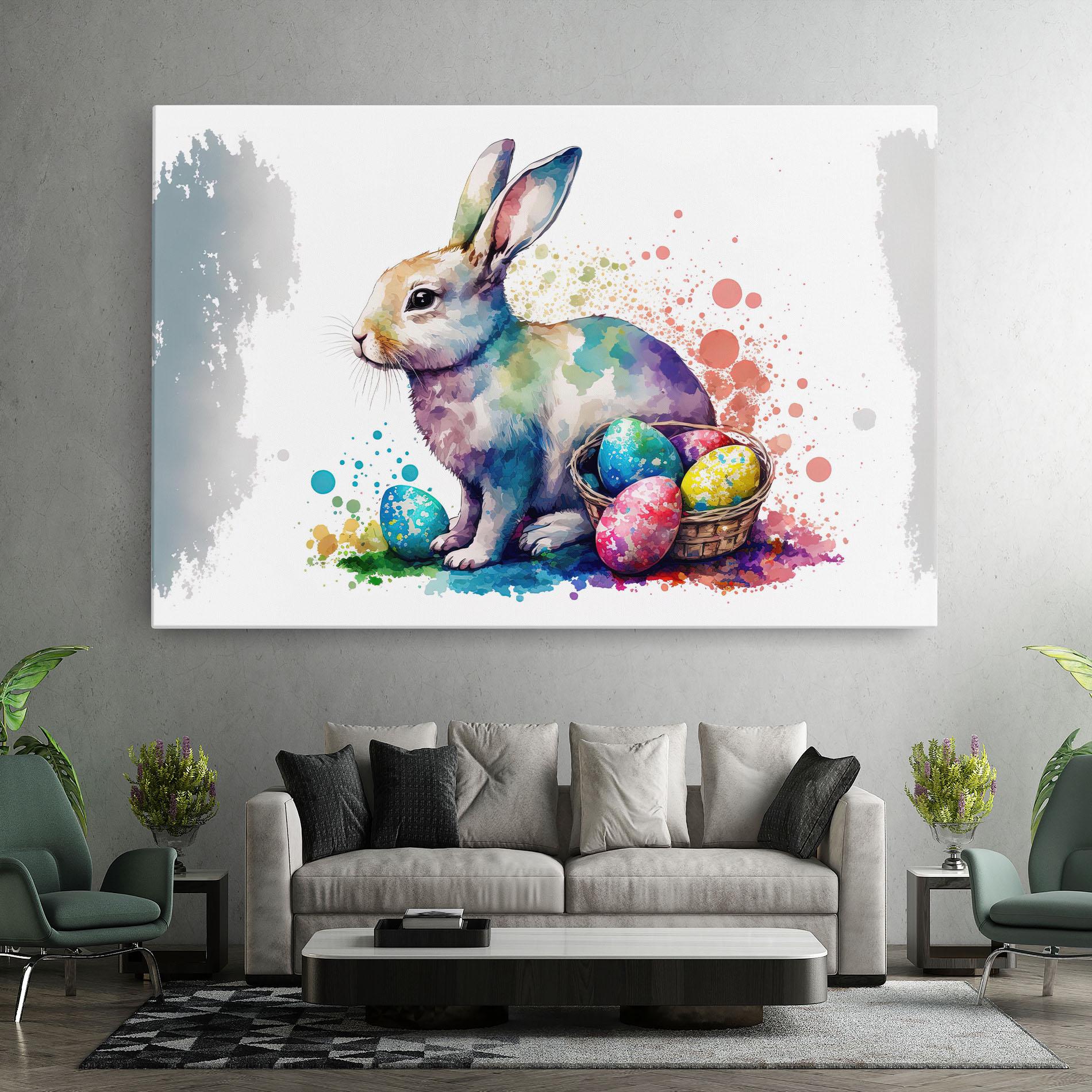Leinwandbild Easter Bunny Watercolor mockup 7