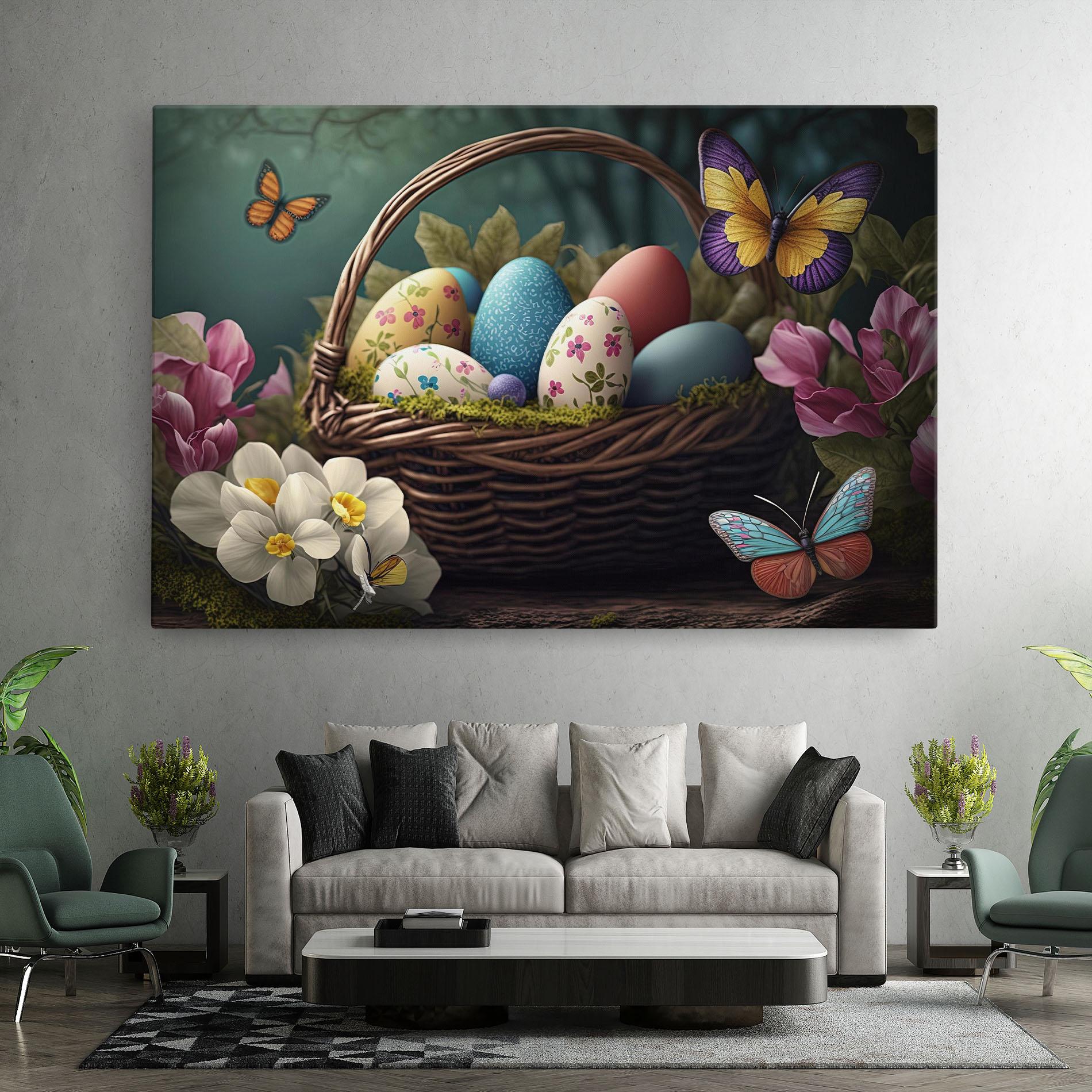 Leinwandbild Easter Eggs Butterfly mockup 7