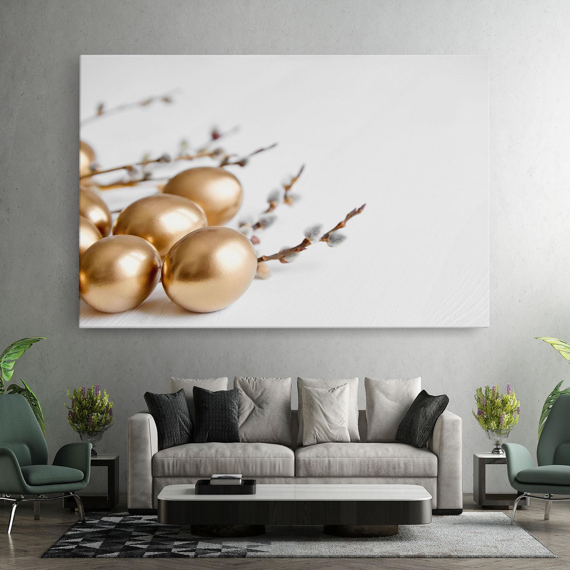 Leinwandbild Easter Gold Eggs mockup 7