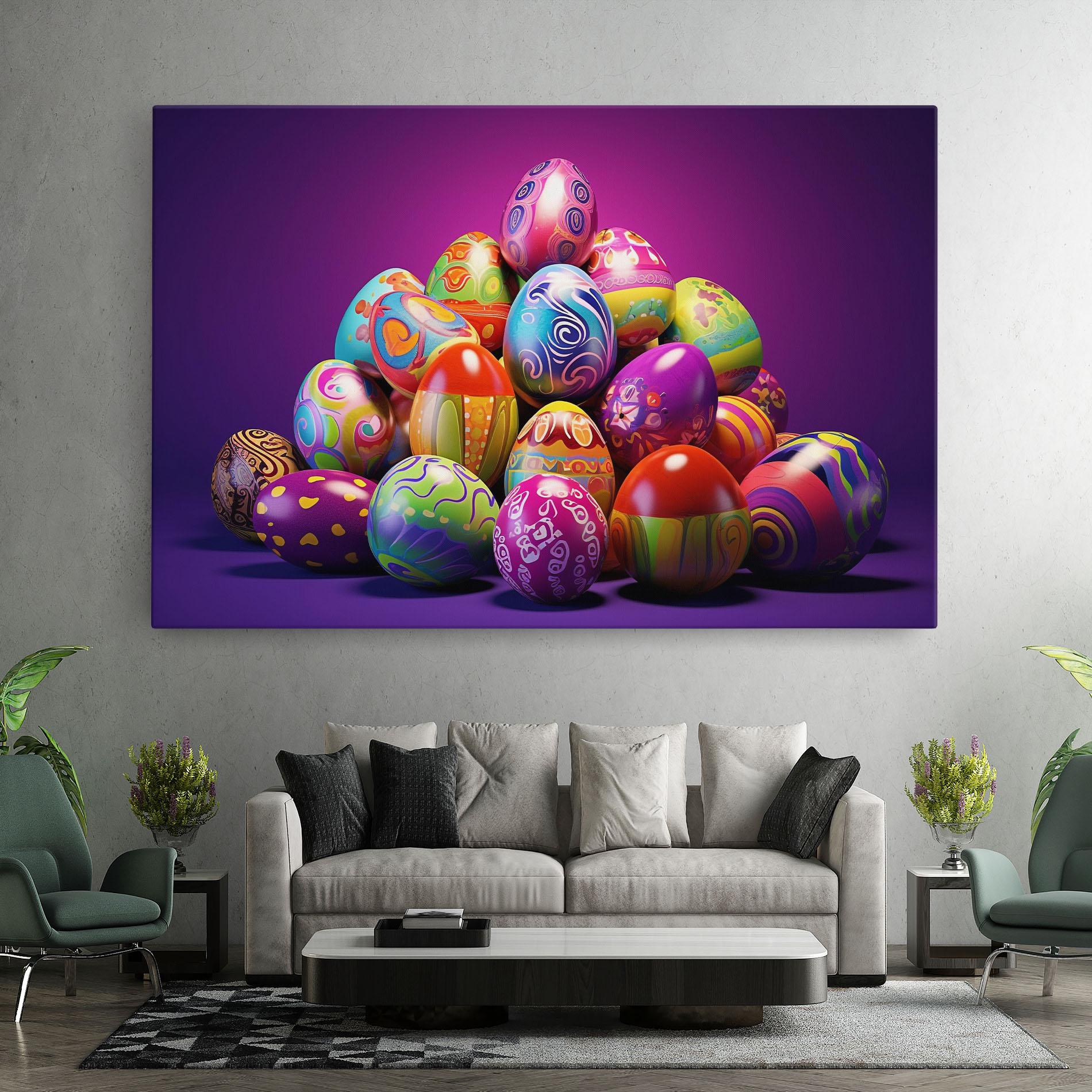 Leinwandbild Pile Colorful Eggs mockup 7