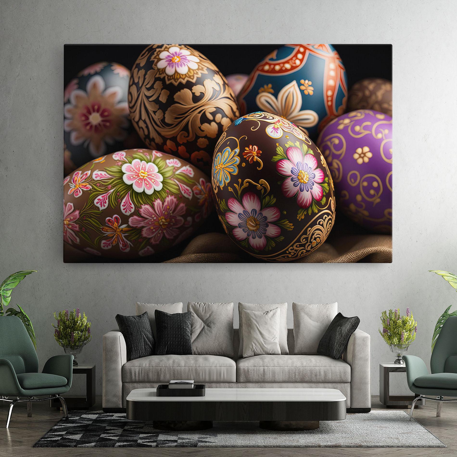 Leinwandbild Pretty Painted Eggs mockup 7