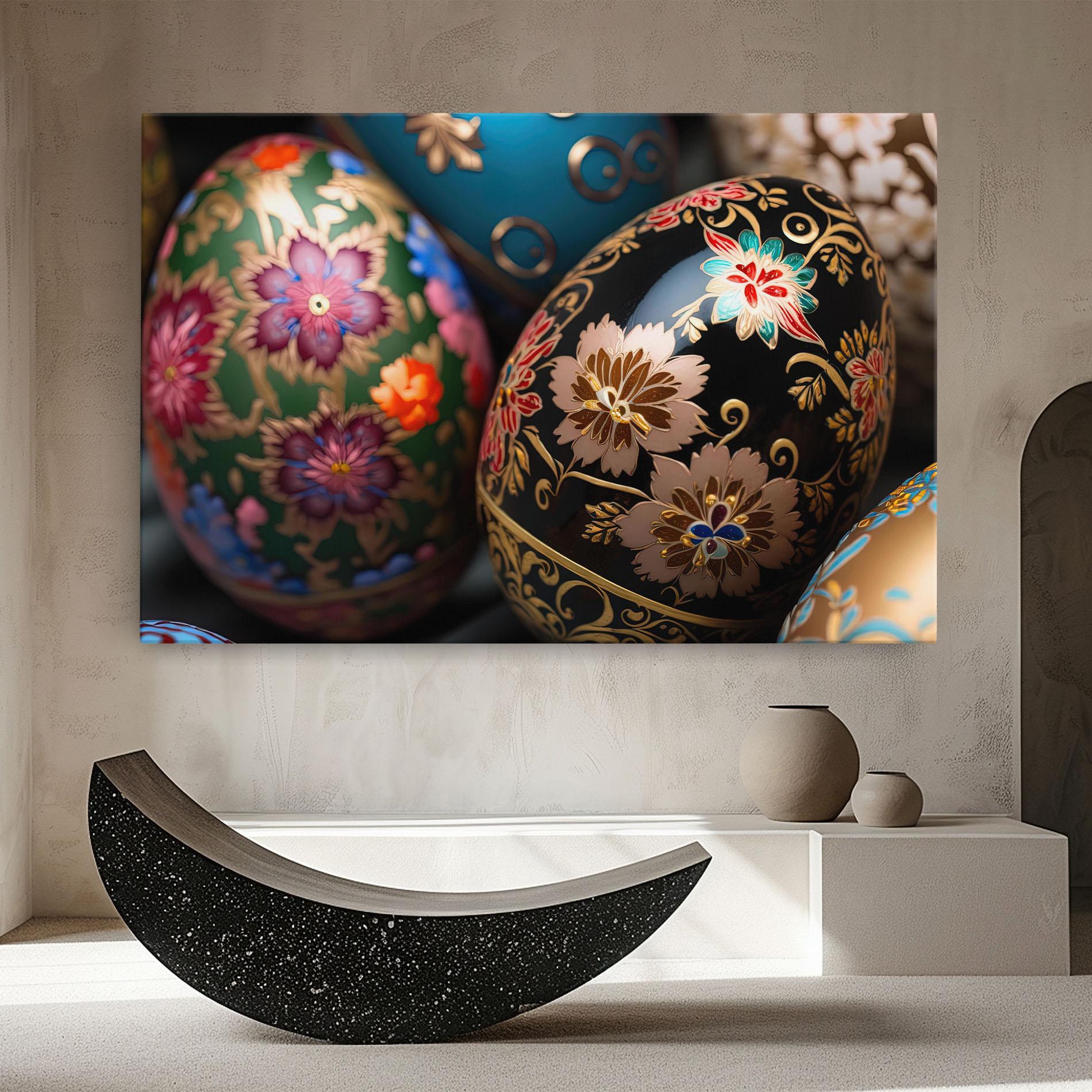 Leinwandbild Close Up Painted Eggs mockup 8