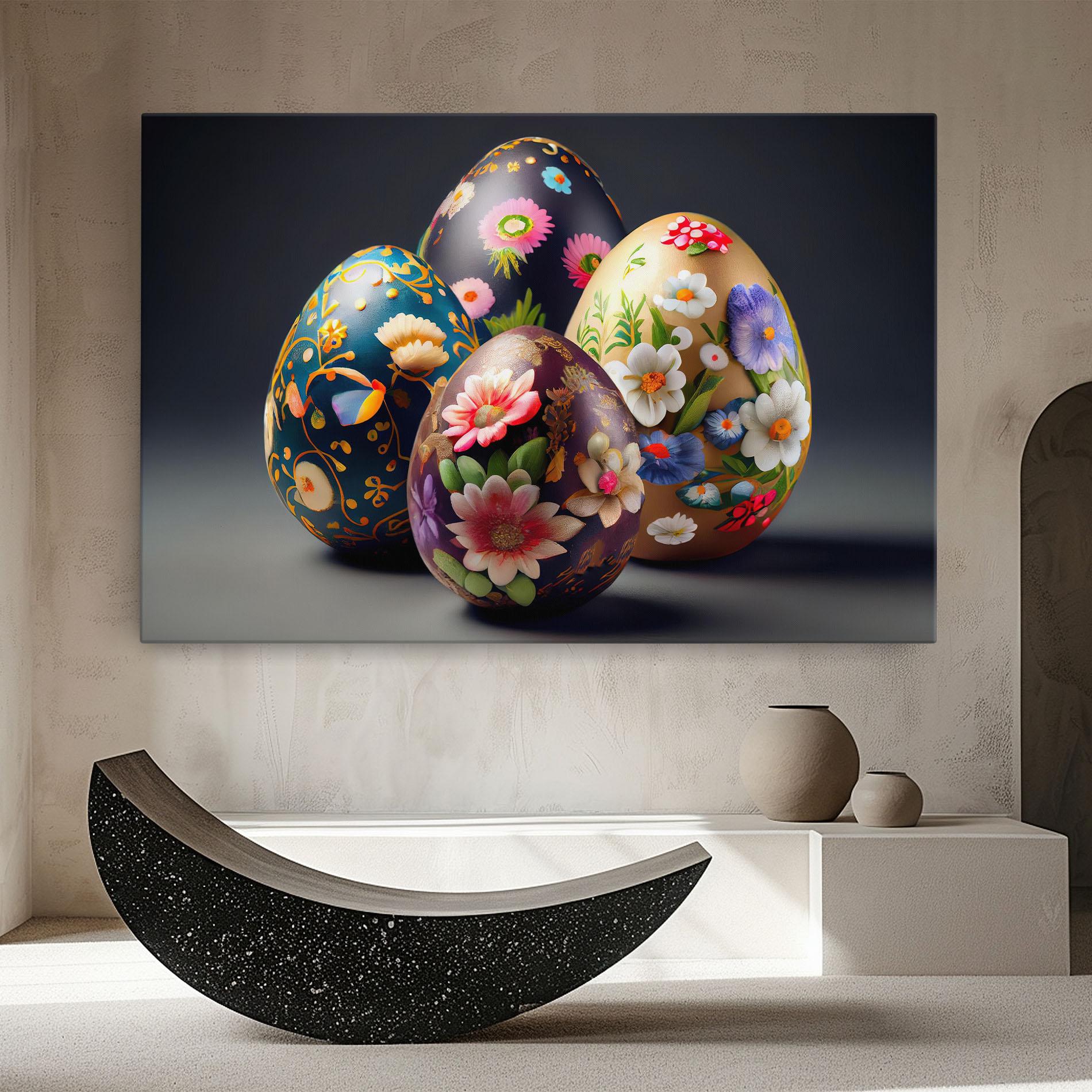 Leinwandbild Easter Egs Flowers mockup 8