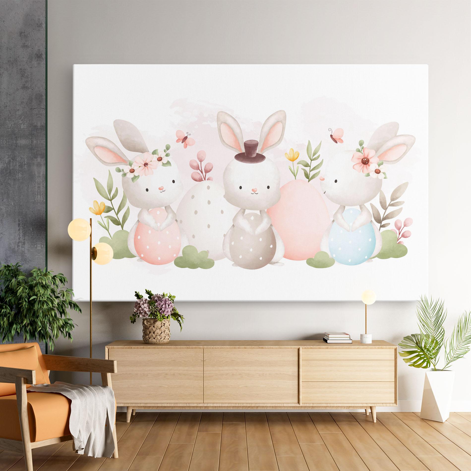 Leinwandbild Bunny With Hat mockup 9