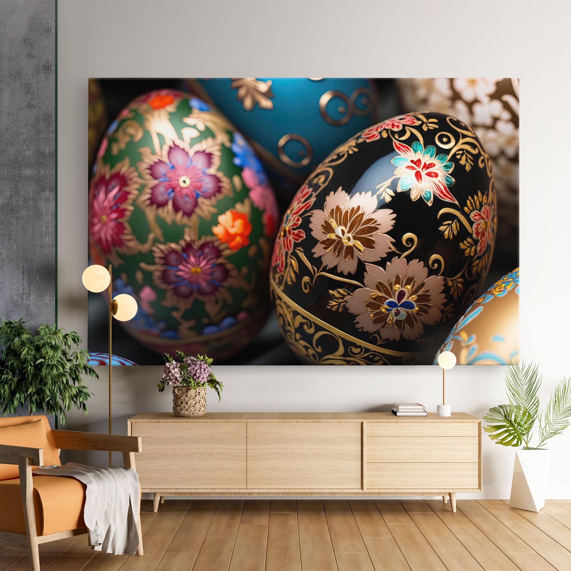 Leinwandbild Close Up Painted Eggs mockup 9