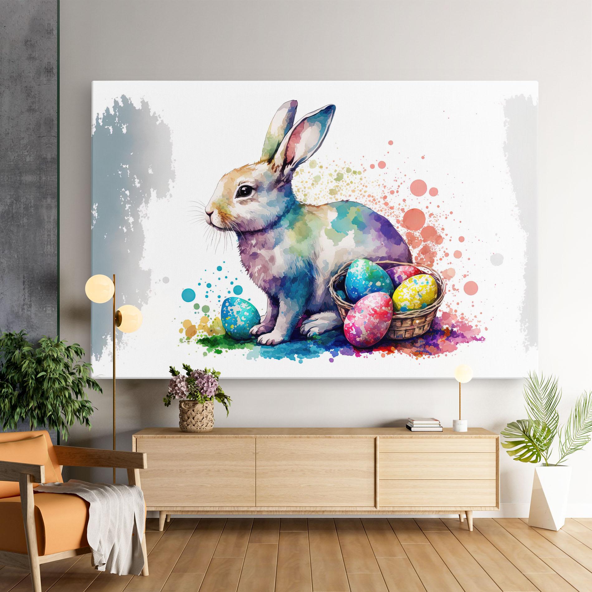 Leinwandbild Easter Bunny Watercolor mockup 9