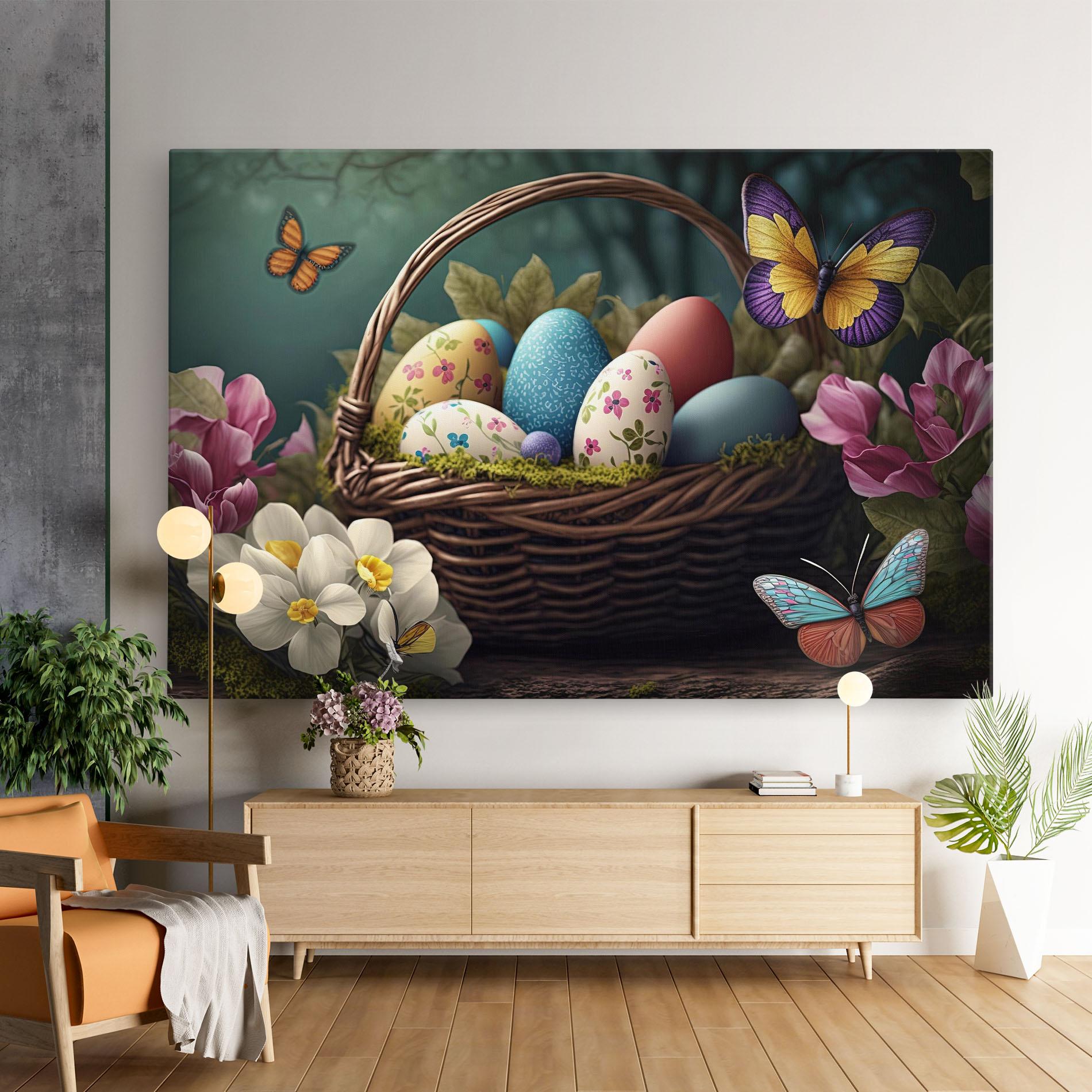 Leinwandbild Easter Eggs Butterfly mockup 9