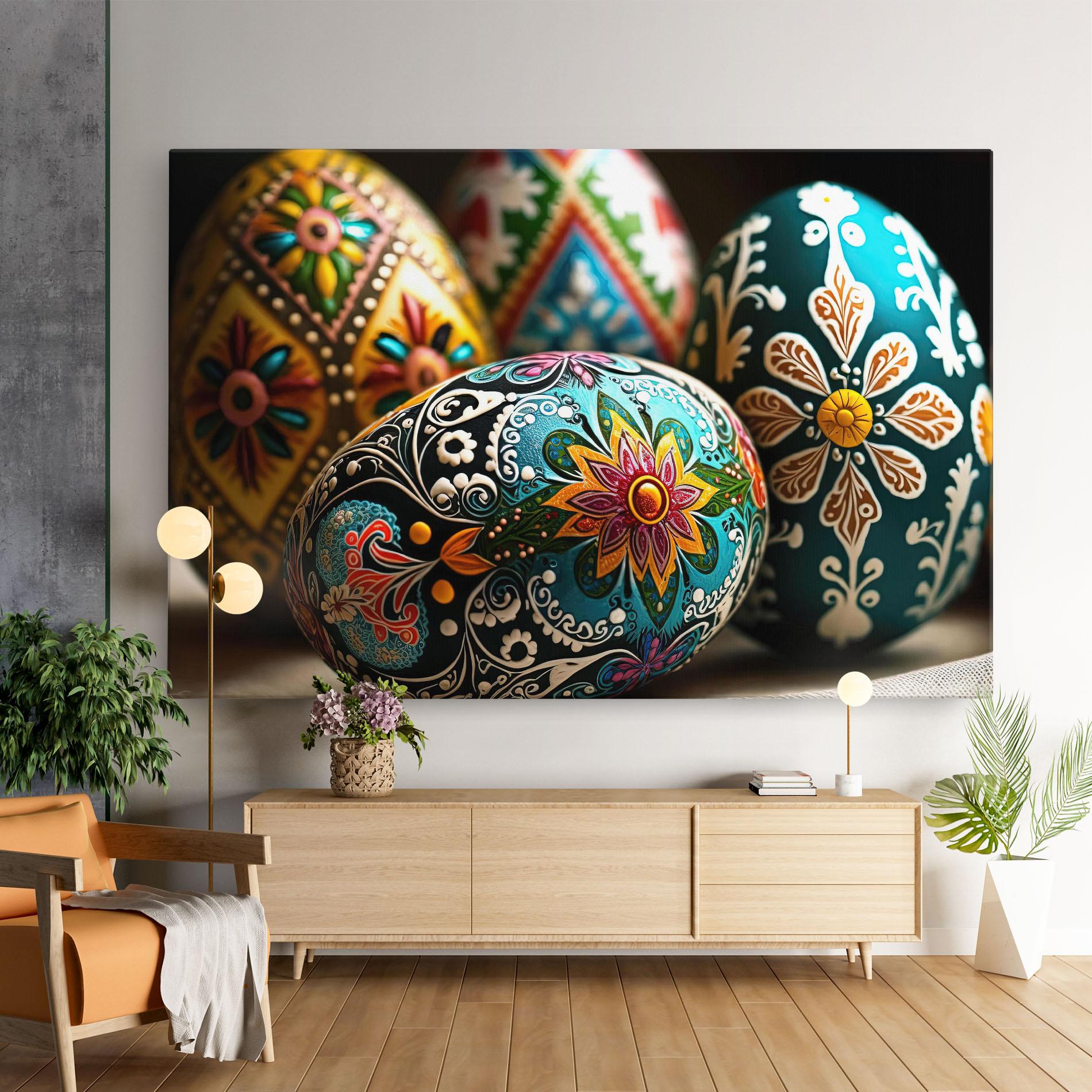 Leinwandbild Easter Eggs Ornament mockup 9