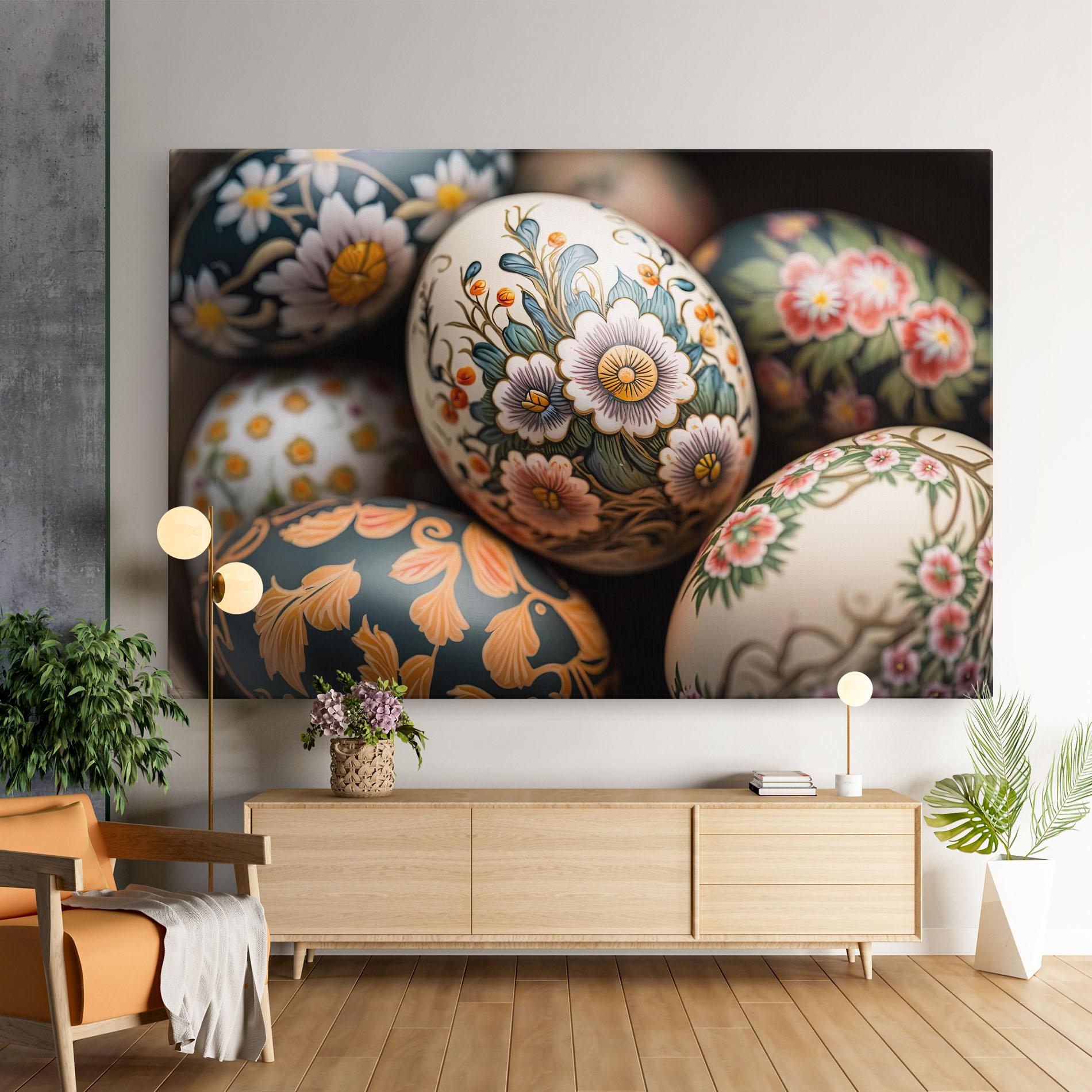 Leinwandbild Floral Painted Eggs mockup 9
