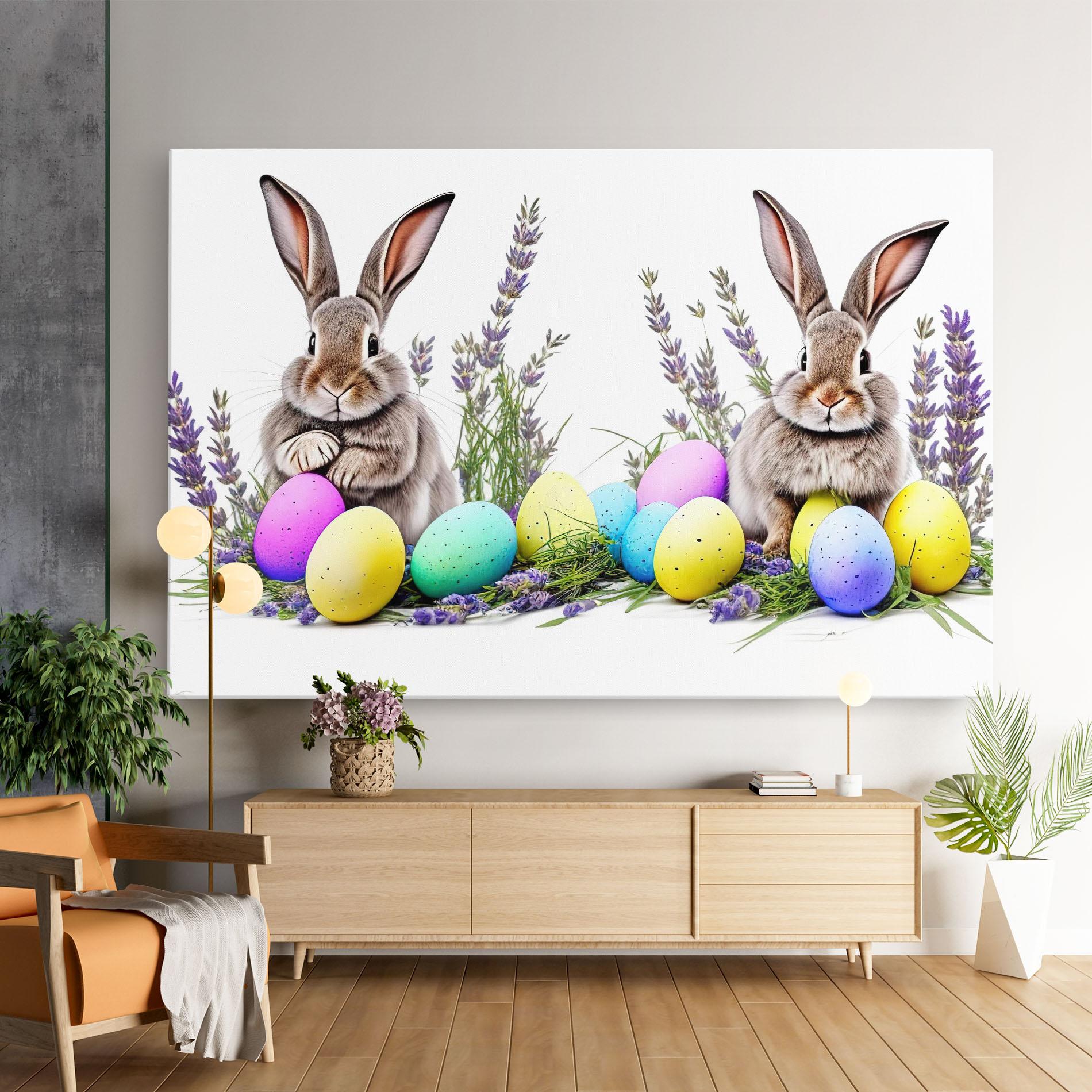 Leinwandbild Flowers Easter Bunny mockup 9