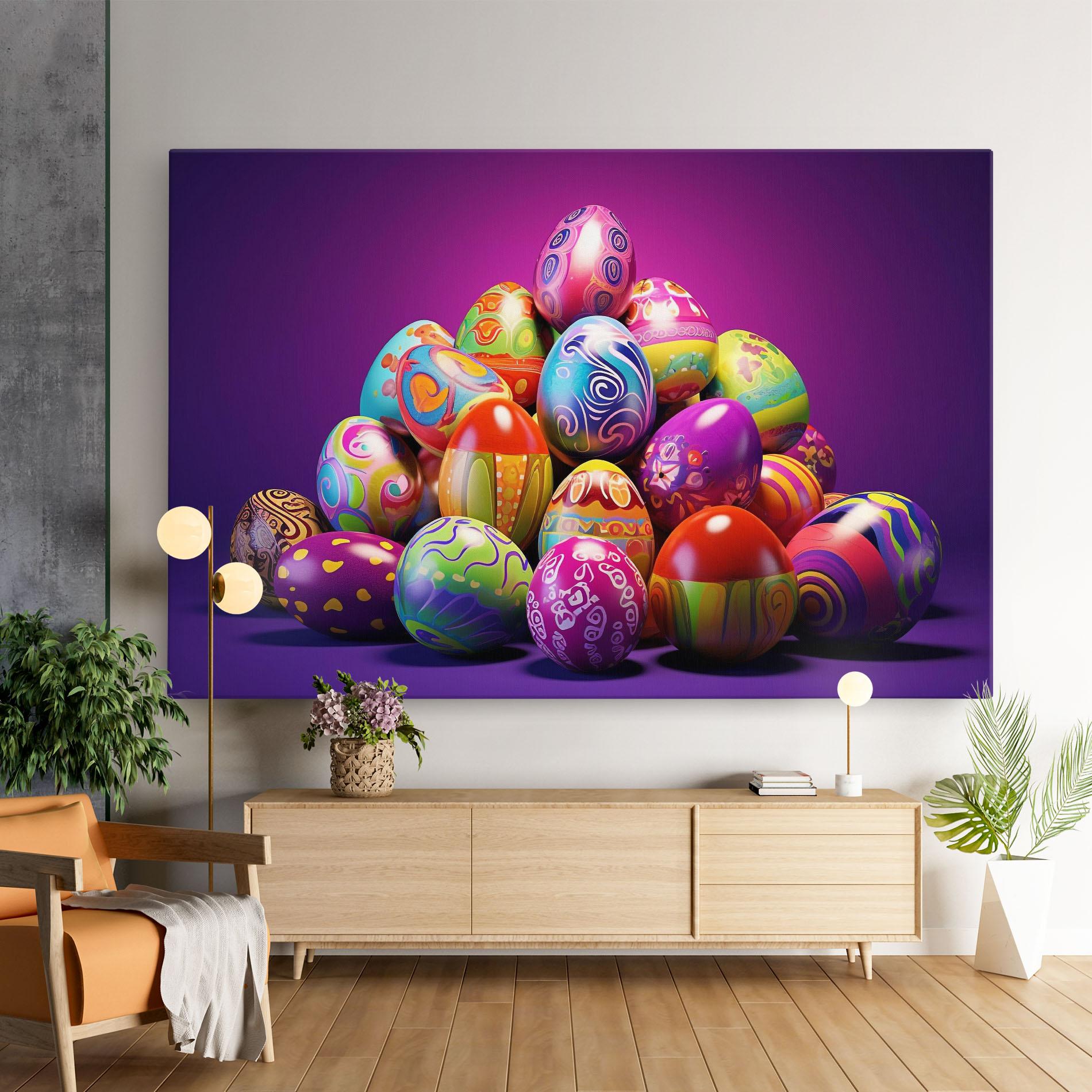 Leinwandbild Pile Colorful Eggs mockup 9