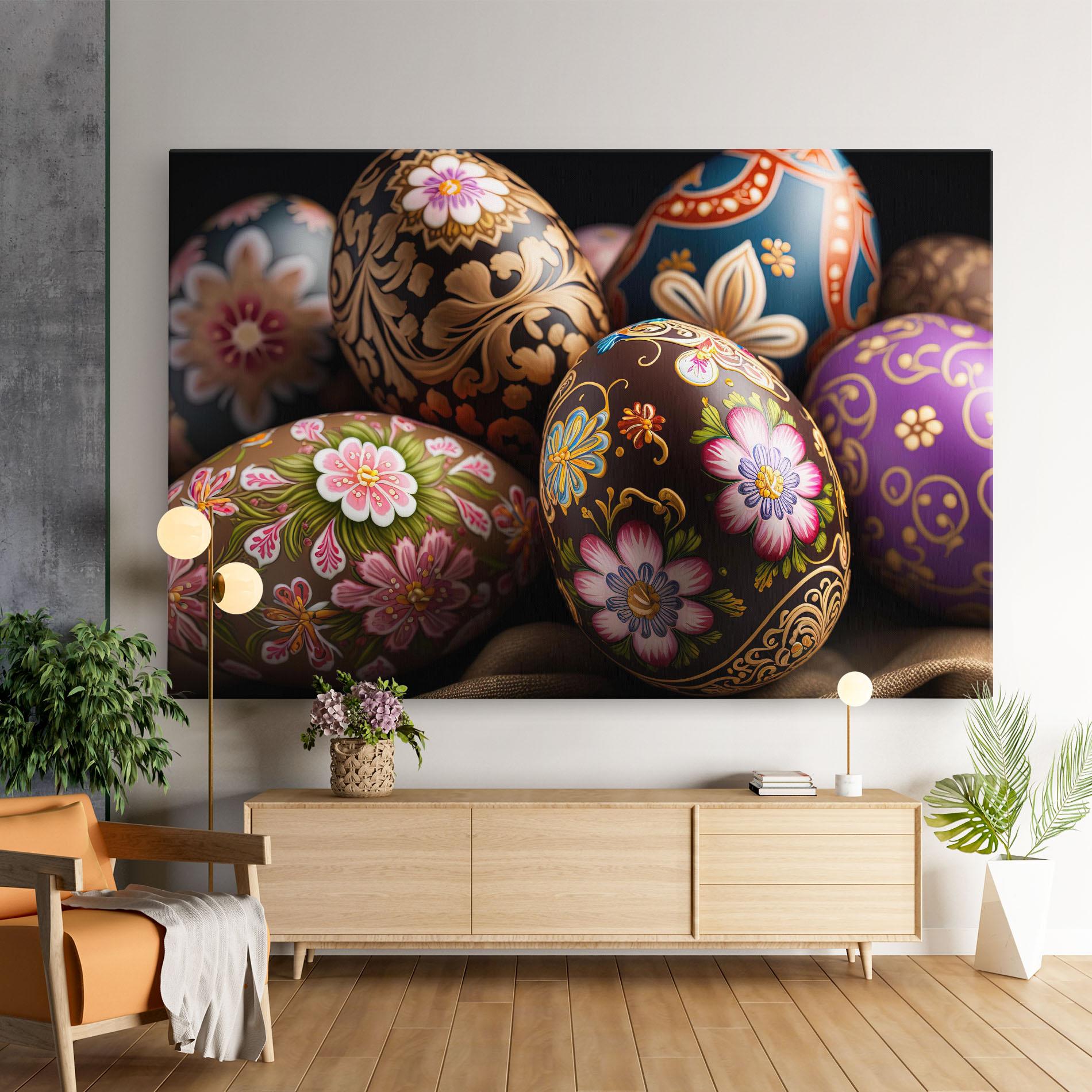 Leinwandbild Pretty Painted Eggs mockup 9