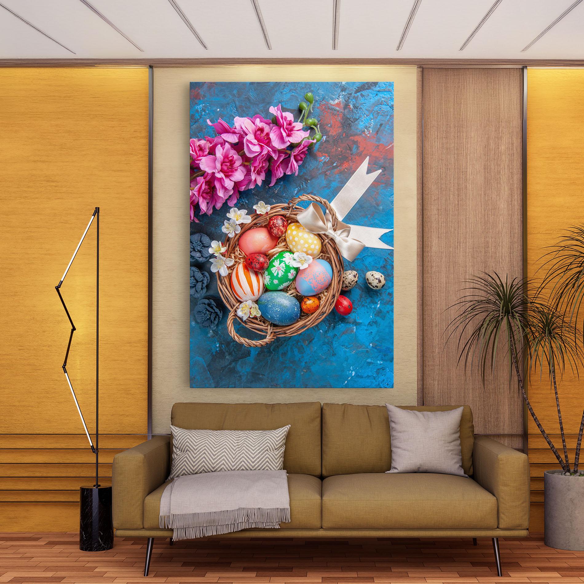 Leinwandbild Colored Easter Eggs mockup 9