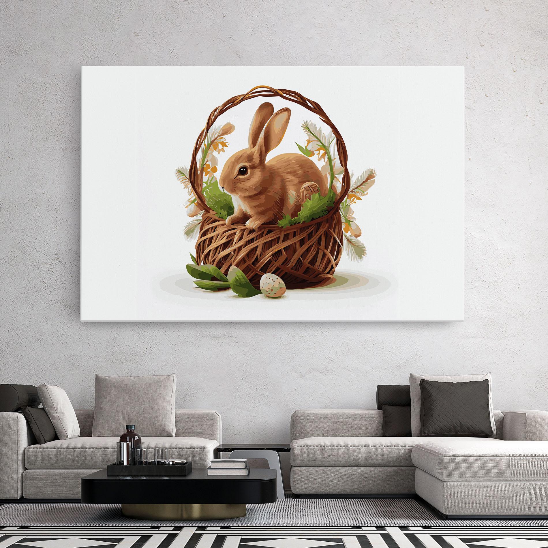 Leinwandbild Bunny In Basket mockup 2