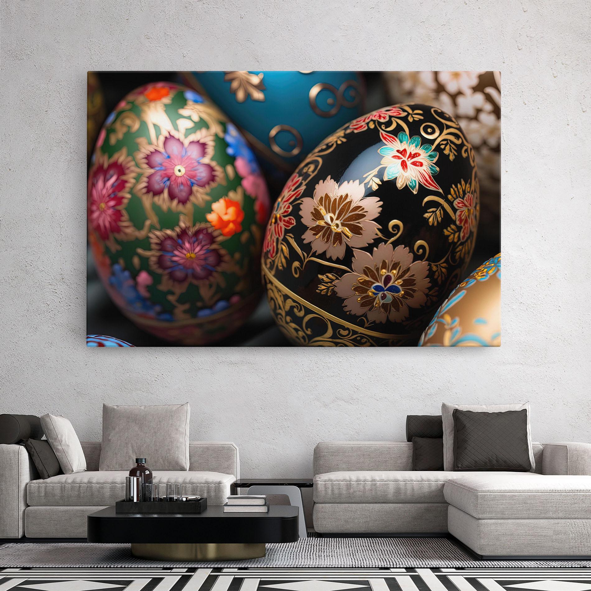 Leinwandbild Close Up Painted Eggs mockup 2