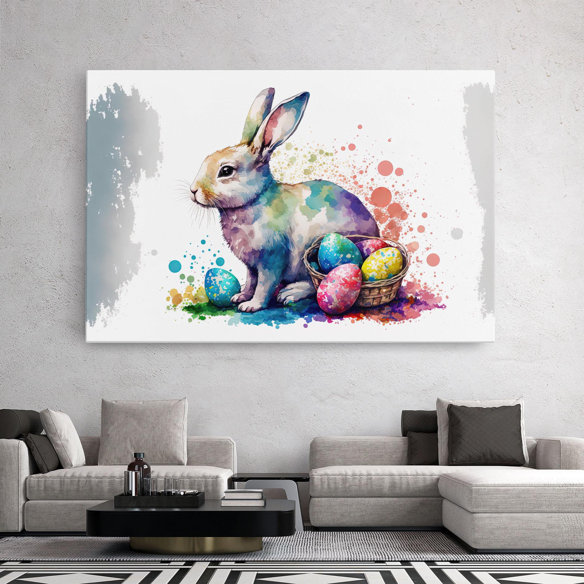 Leinwandbild Easter Bunny Watercolor mockup 2