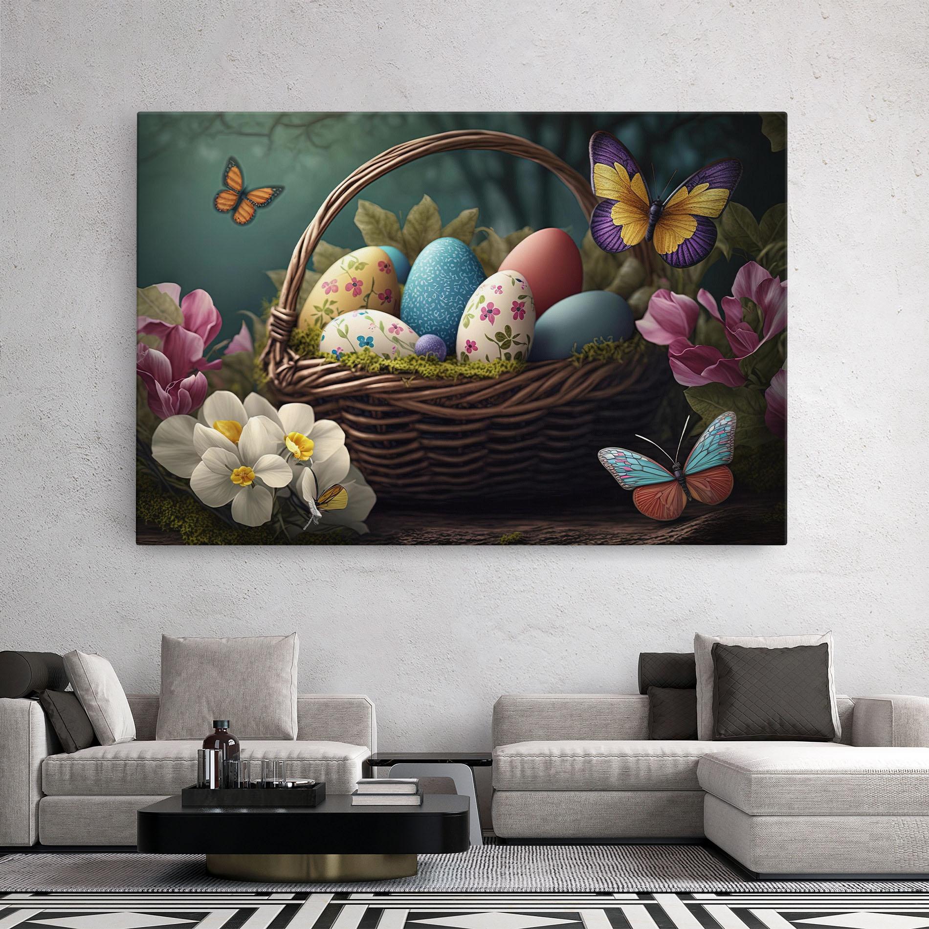 Leinwandbild Easter Eggs Butterfly mockup 2