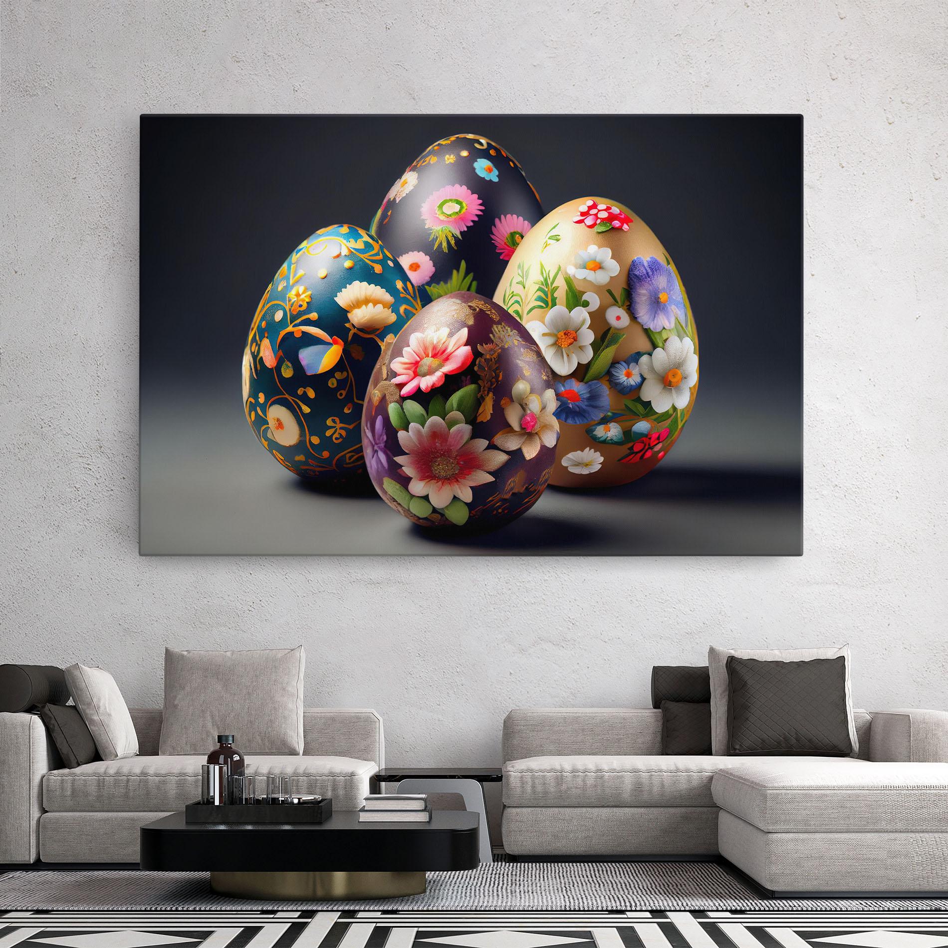 Leinwandbild Easter Egs Flowers mockup 2