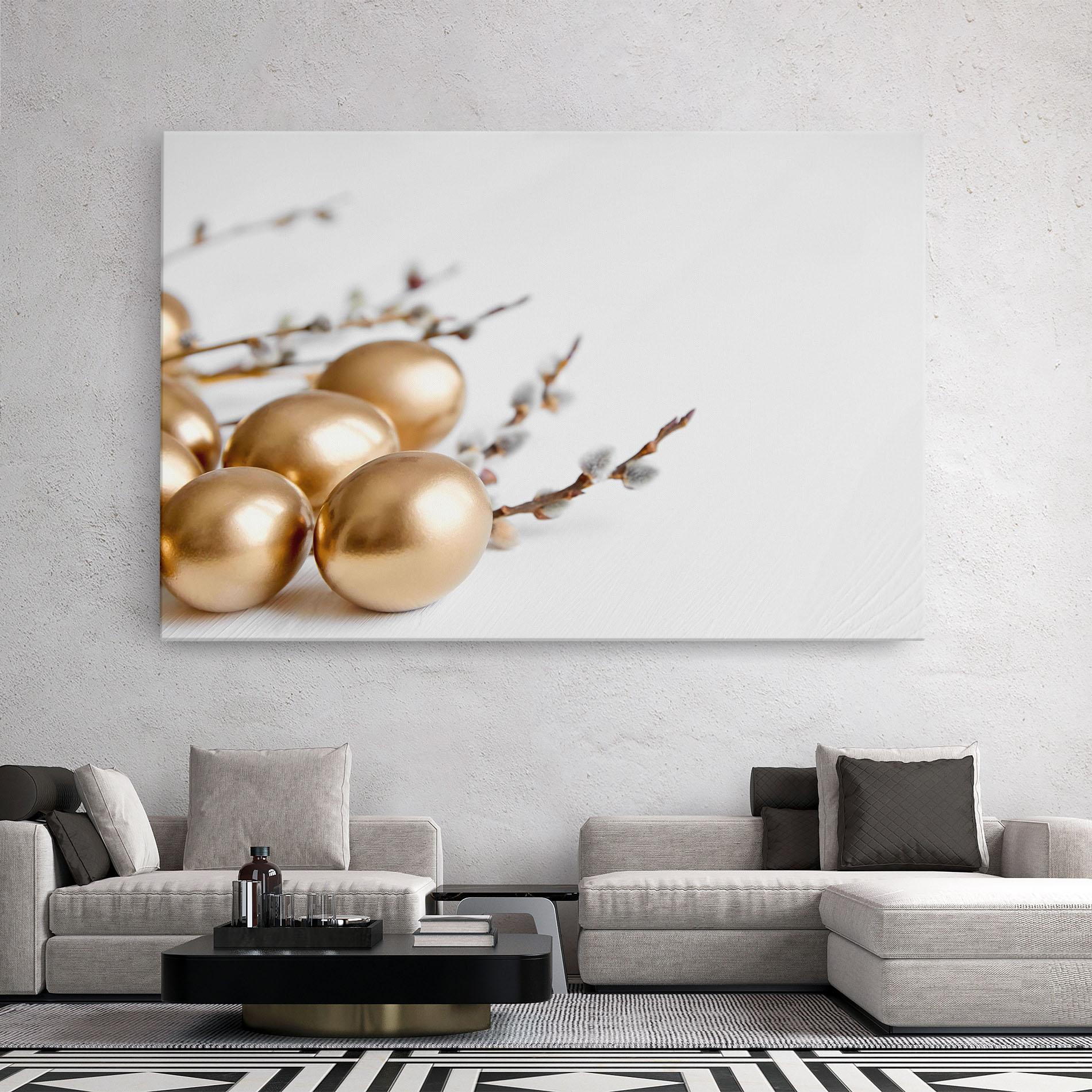 Leinwandbild Easter Gold Eggs mockup 2