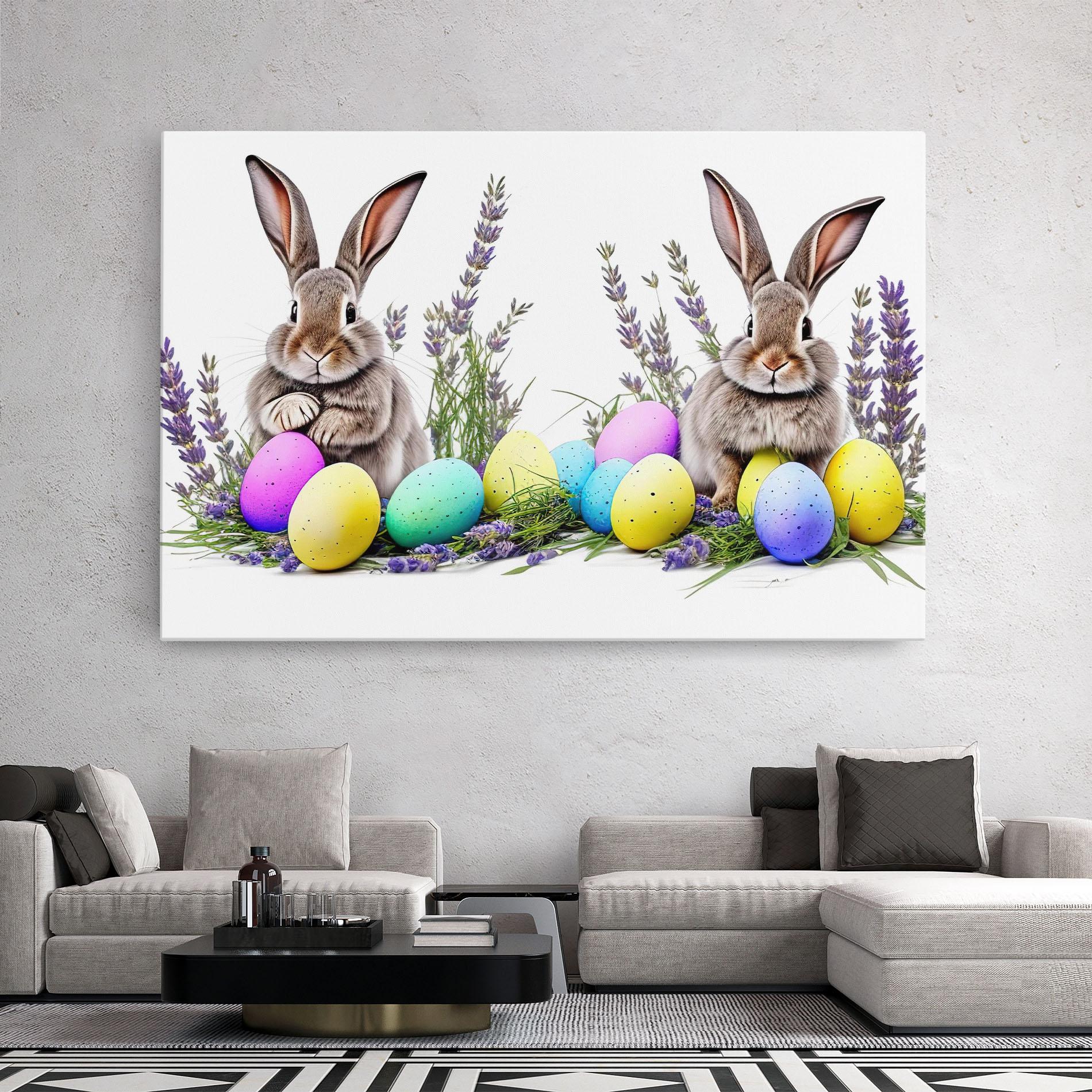 Leinwandbild Flowers Easter Bunny mockup 2
