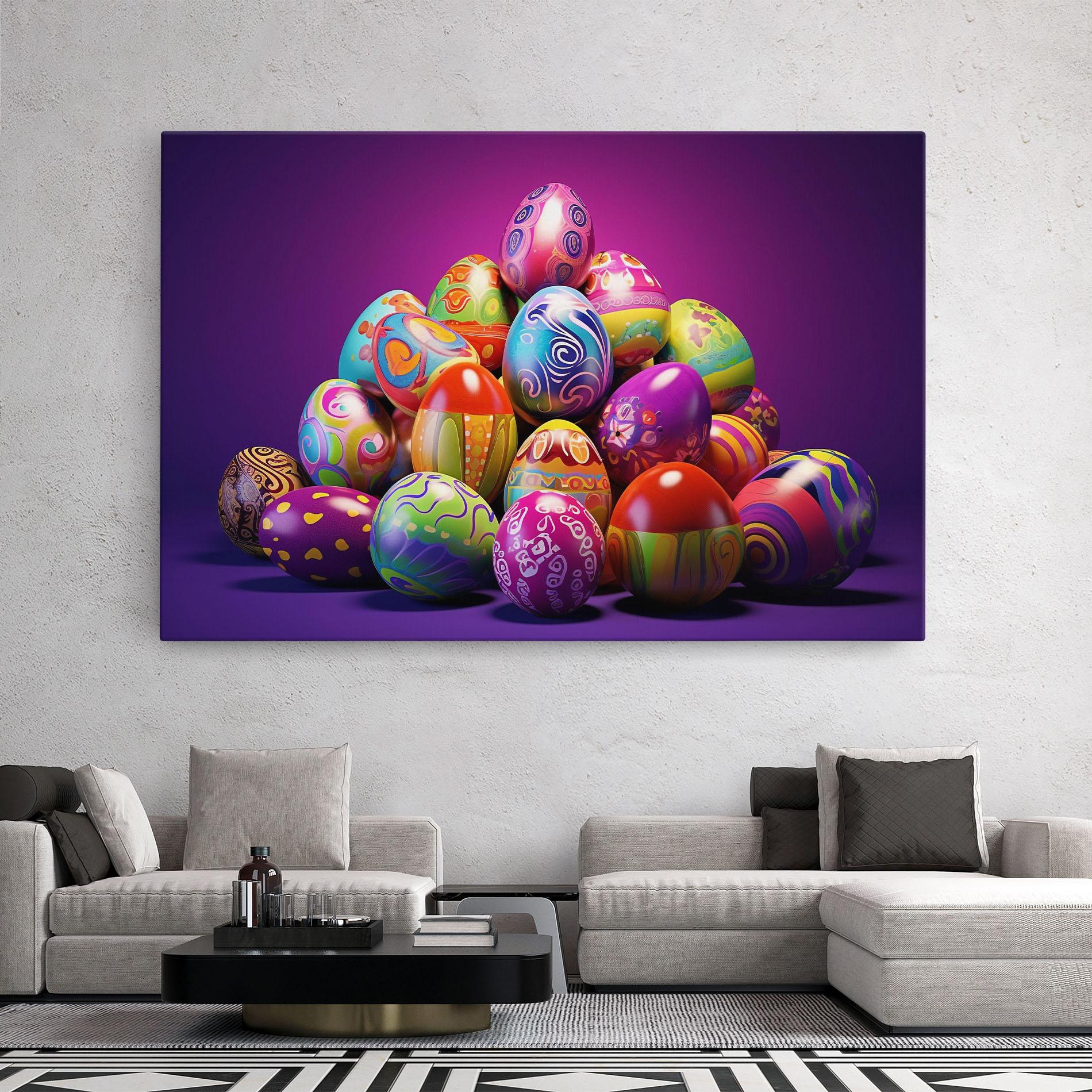 Leinwandbild Pile Colorful Eggs mockup 2