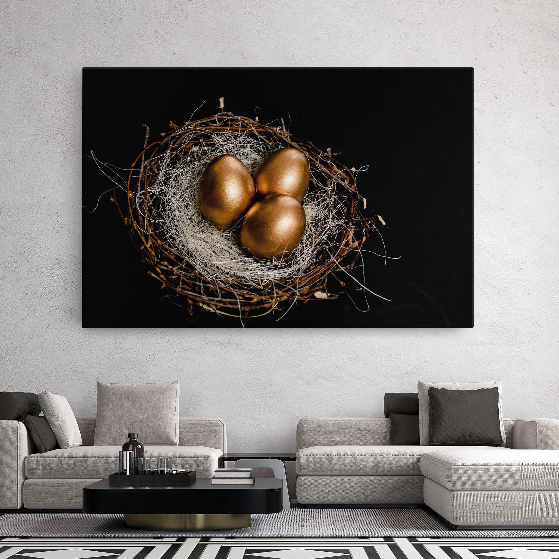 Leinwandbild Pretty Golden Easter Eggs mockup 2