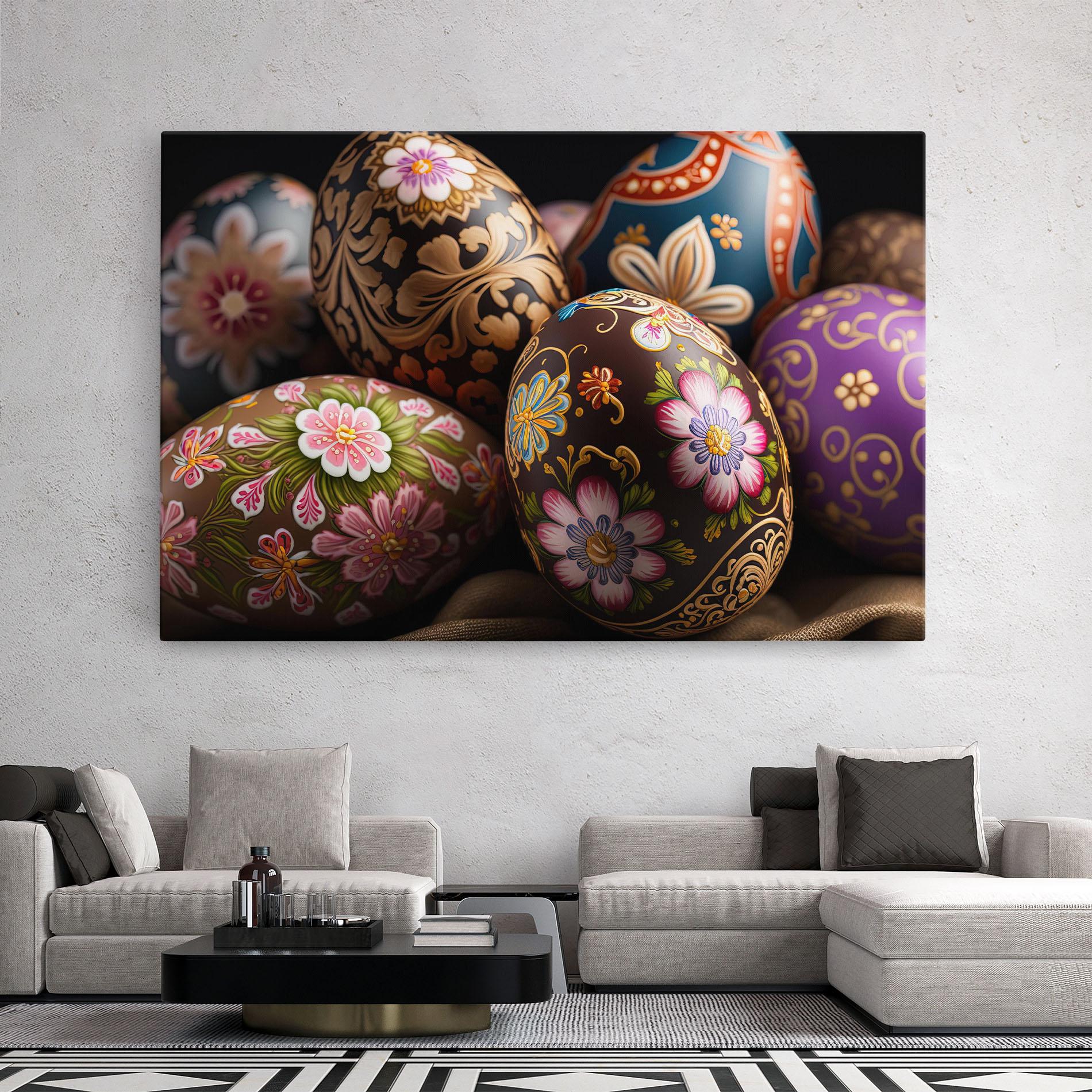 Leinwandbild Pretty Painted Eggs mockup 2