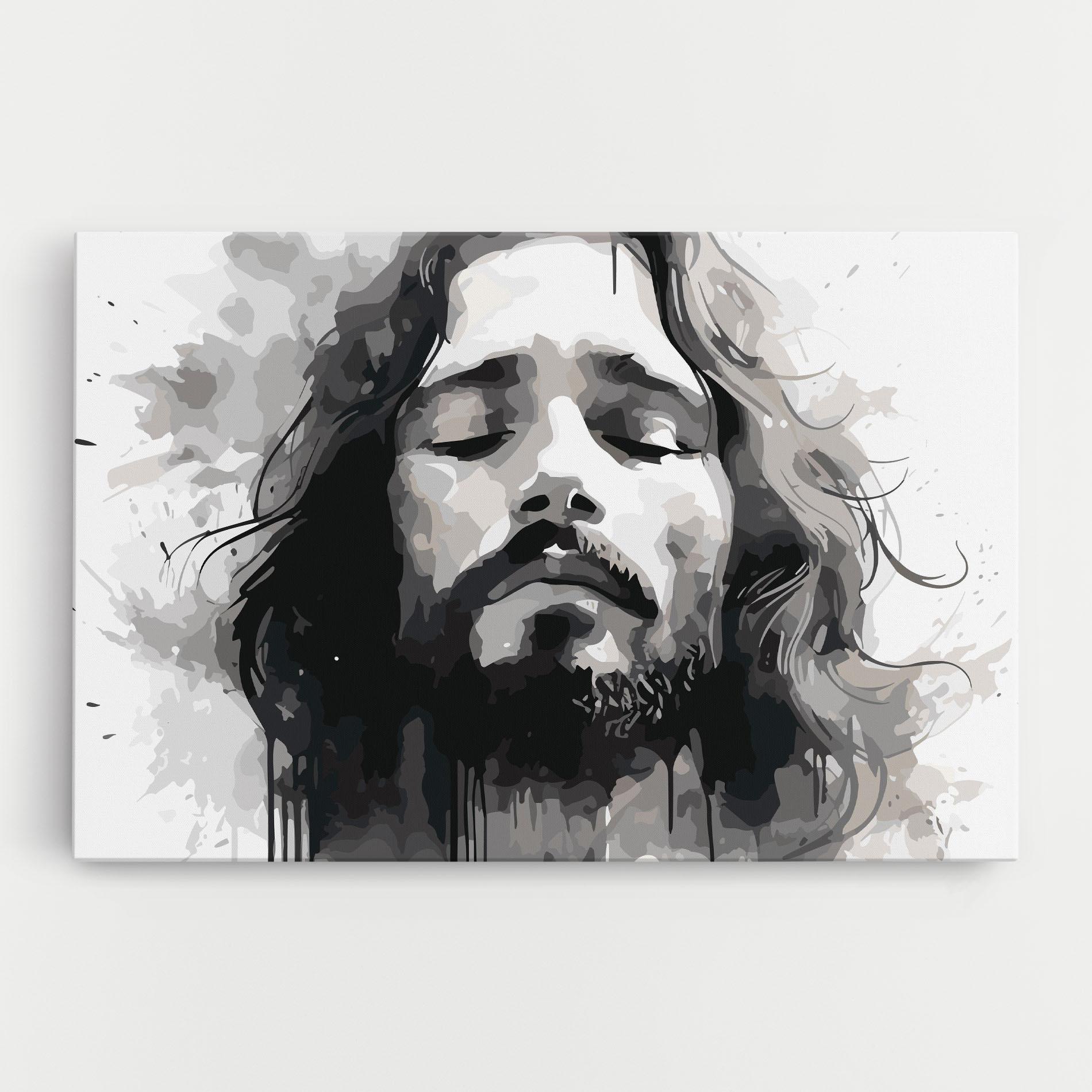 Leinwandbild Jesus Ink Art mockup 0