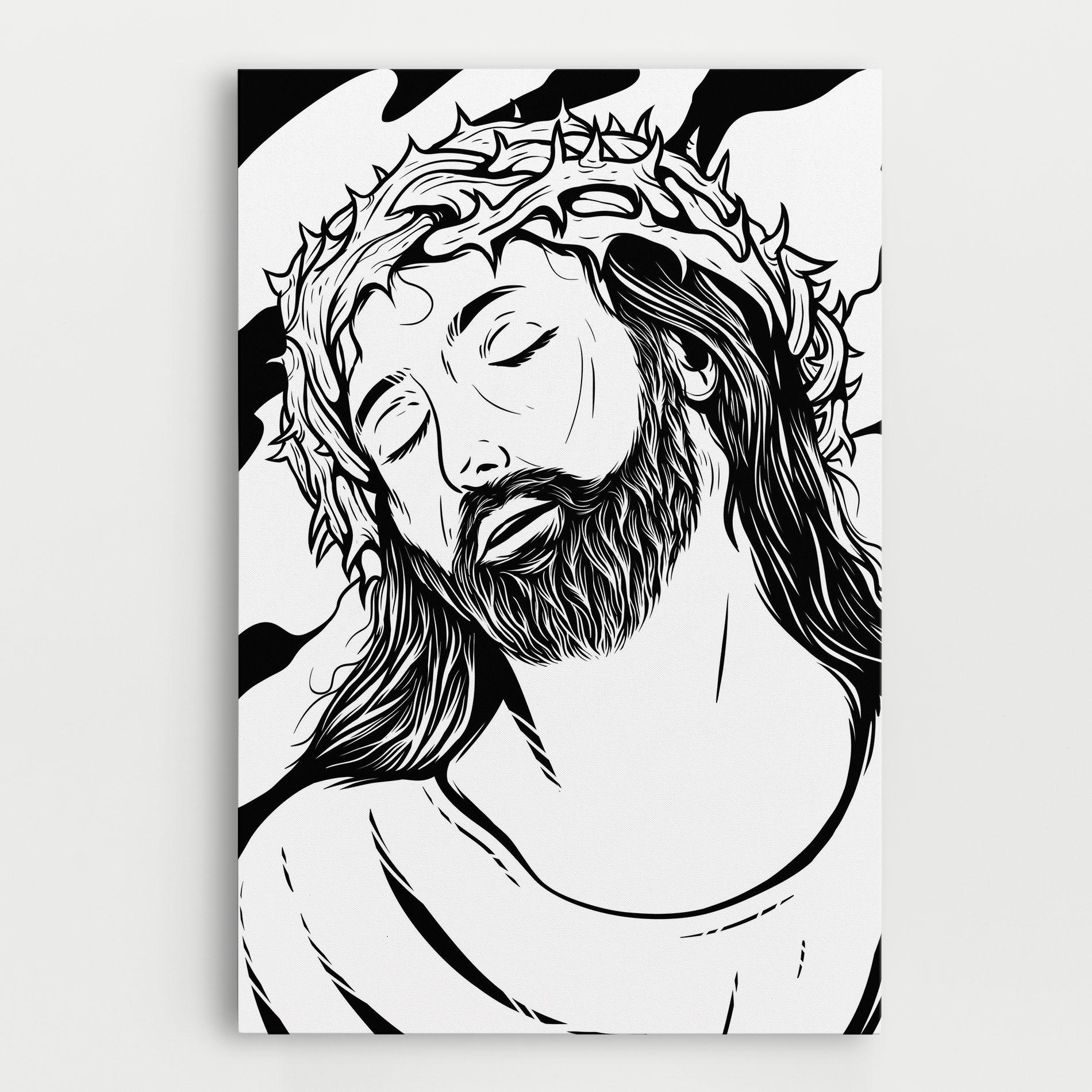 Leinwandbild Black White Jesus mockup 0