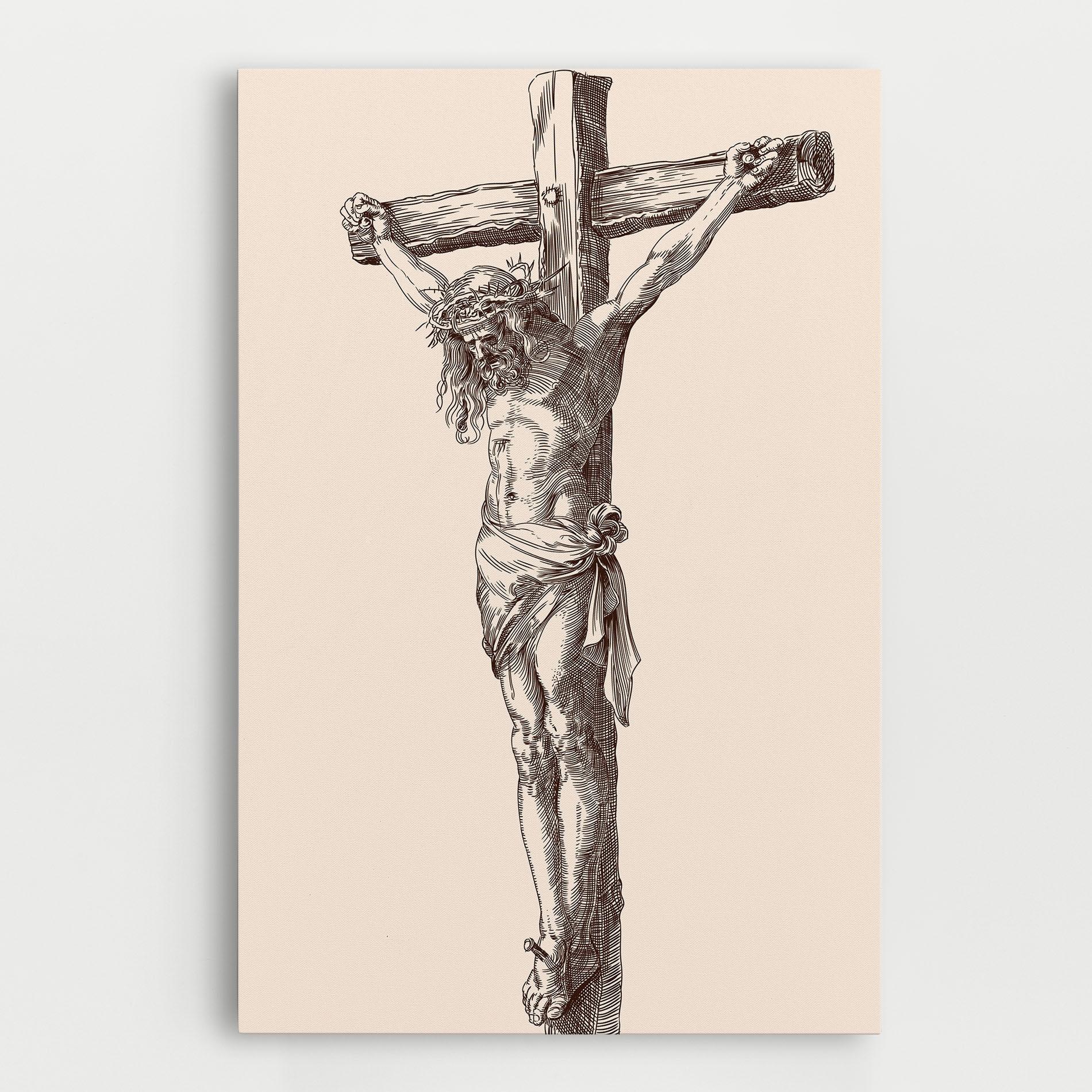 Leinwandbild Brown Cross Jesus mockup 0