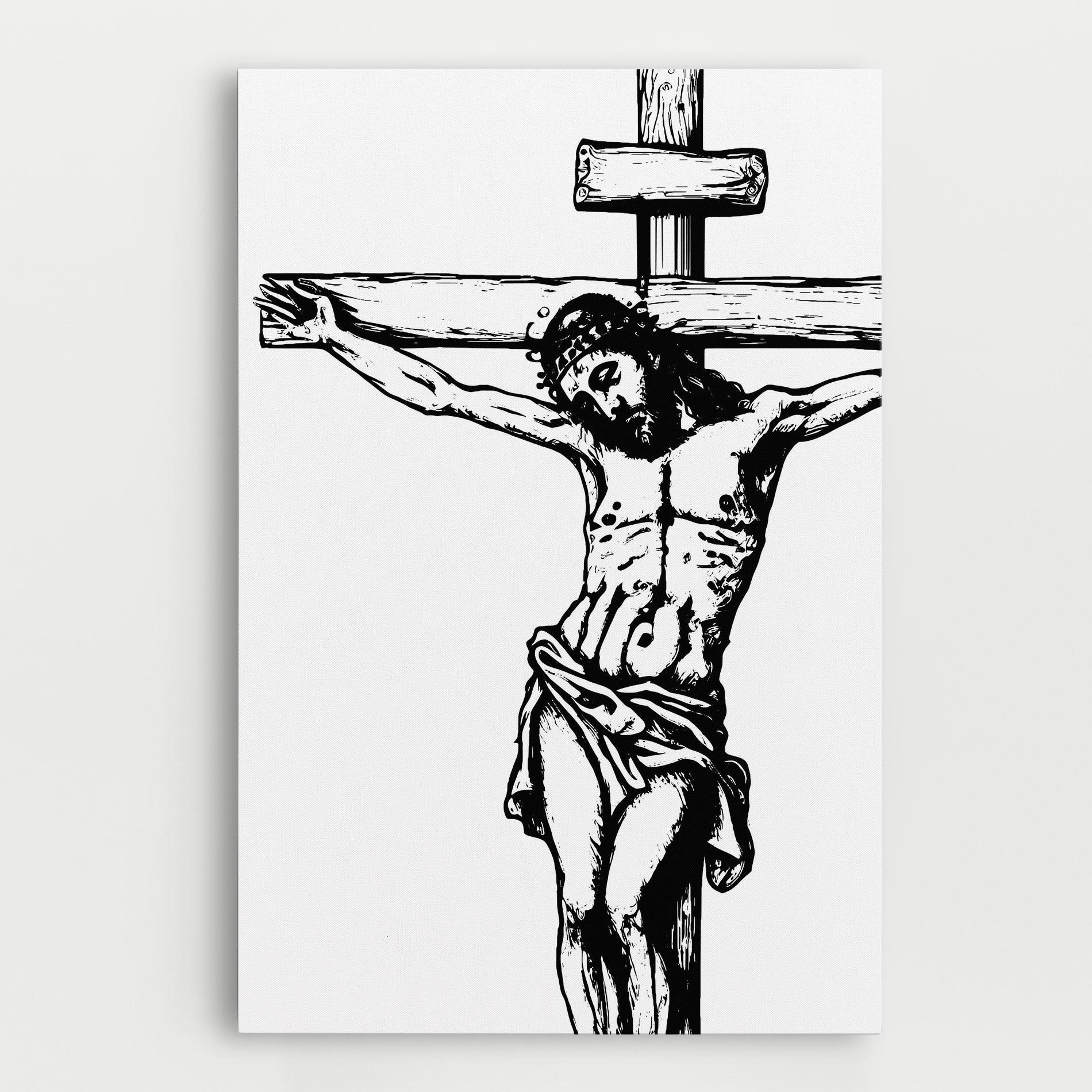 Leinwandbild Jesus Black Line mockup 0