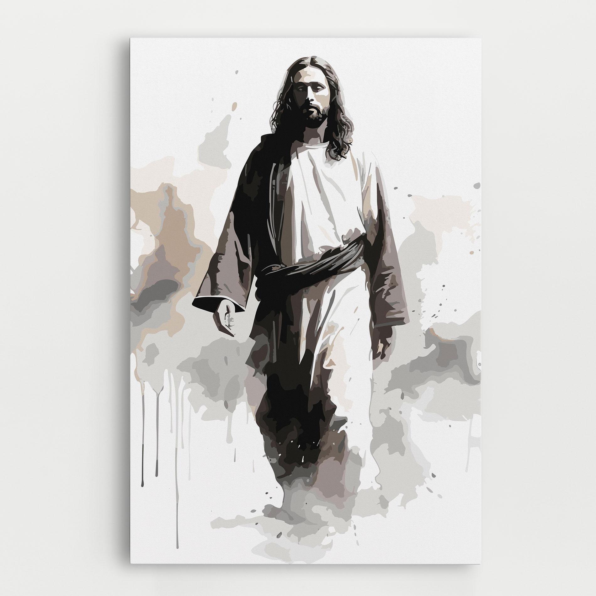 Leinwandbild Watercolor Jesus mockup 0