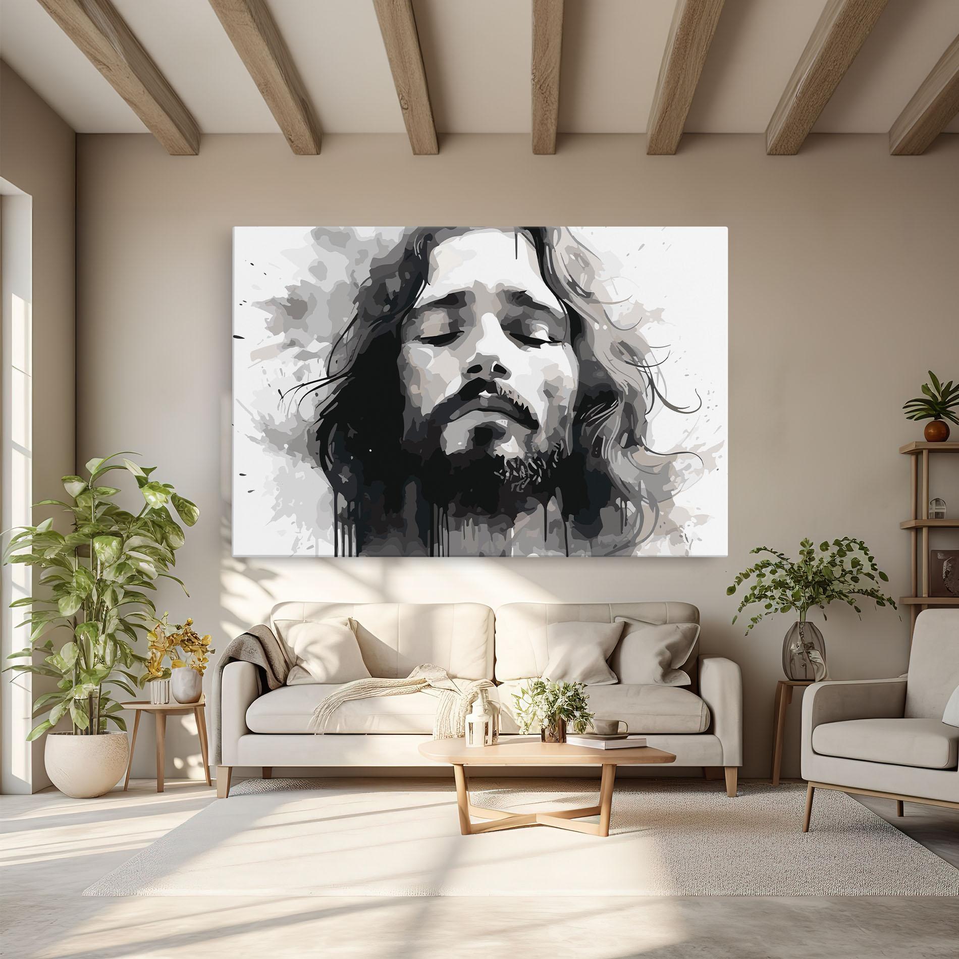 Leinwandbild Jesus Ink Art mockup 6