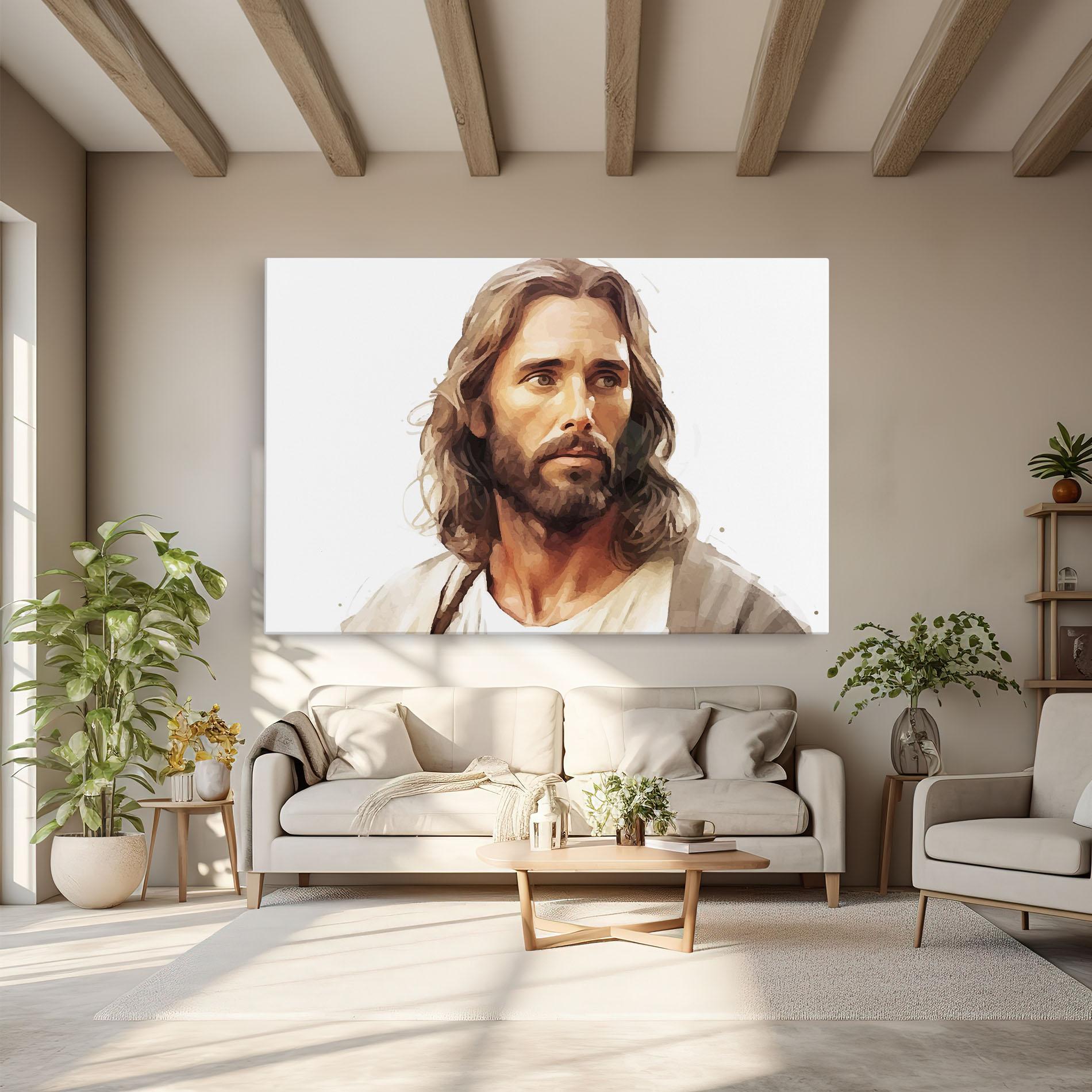 Leinwandbild Jesus Long Hair mockup 6