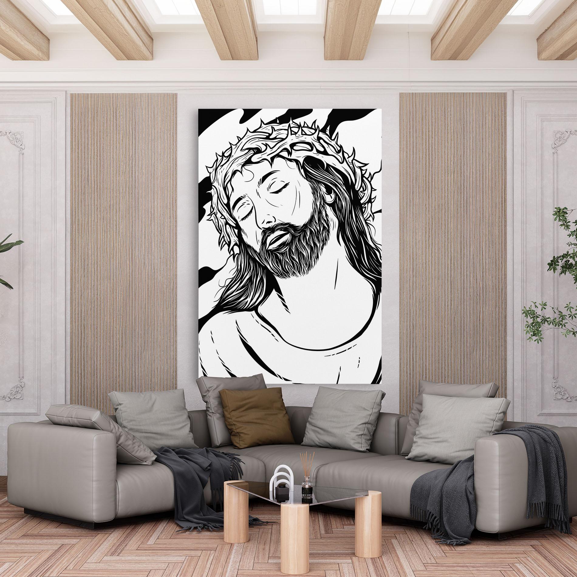 Leinwandbild Black White Jesus mockup 6