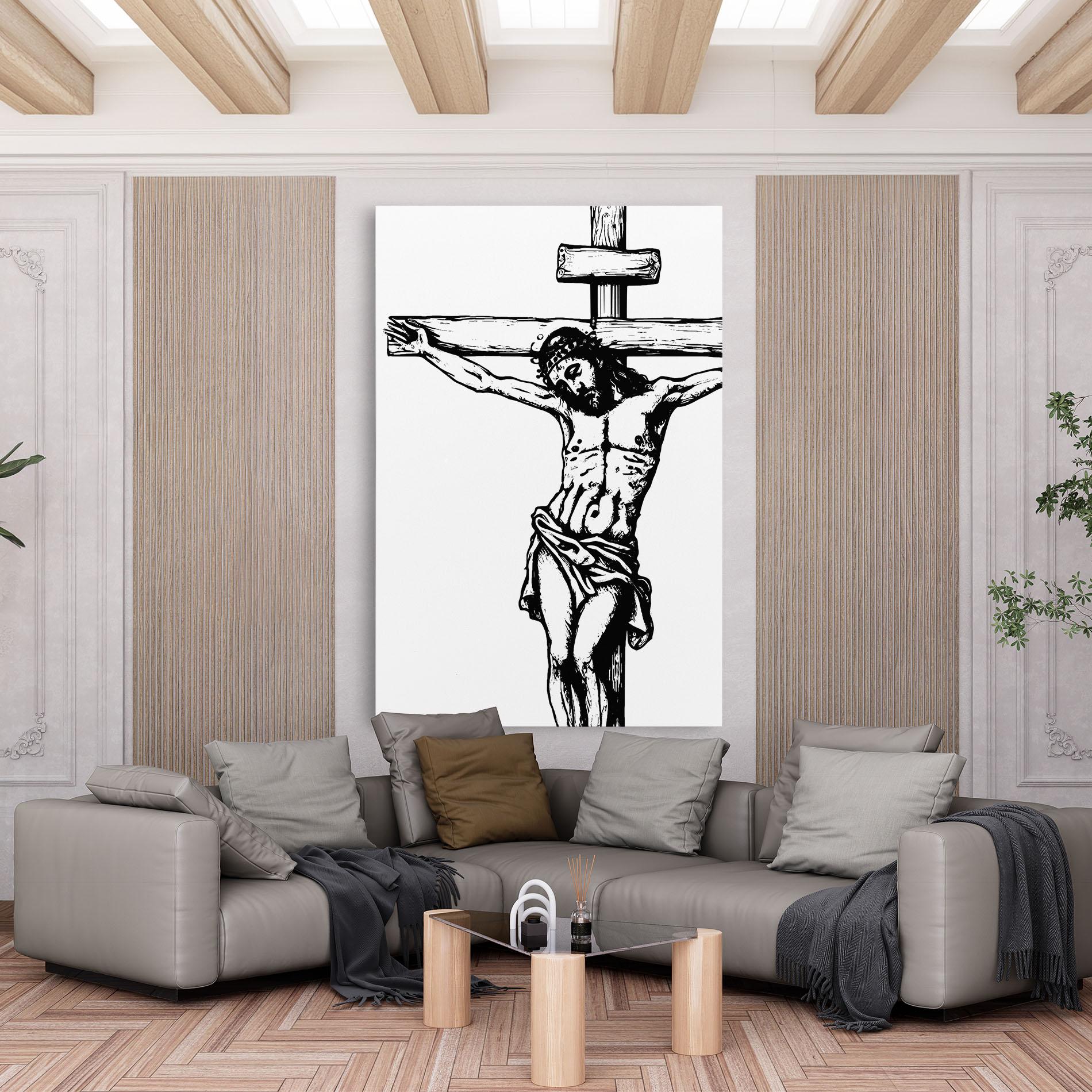 Leinwandbild Jesus Black Line mockup 6