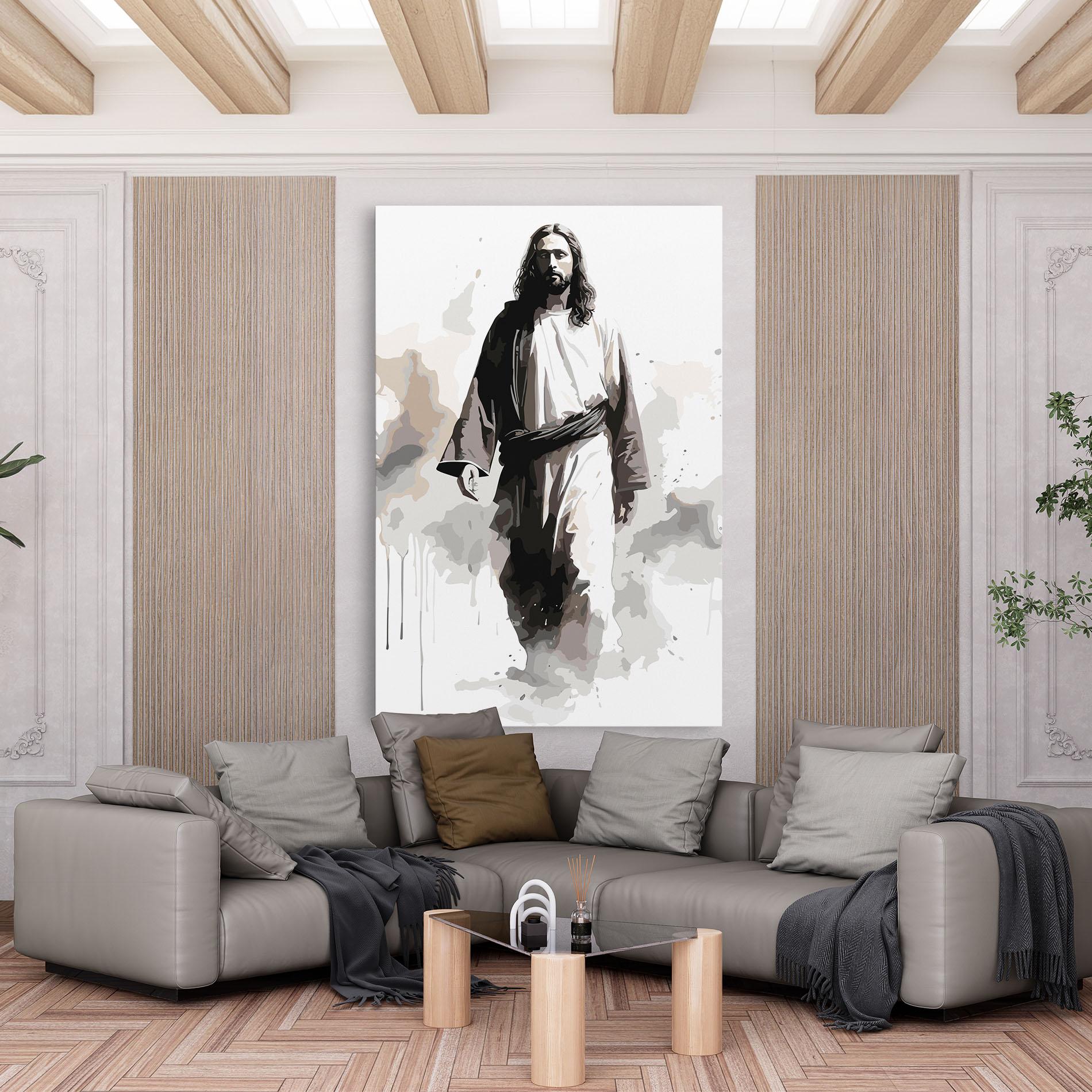 Leinwandbild Watercolor Jesus mockup 6