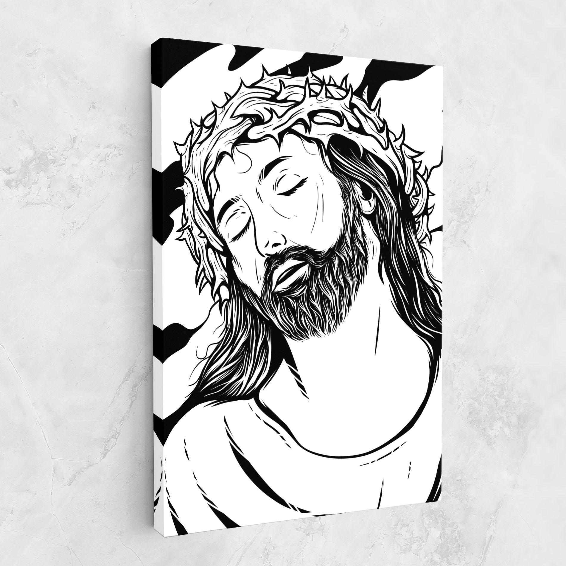 Leinwandbild Black White Jesus mockup 1