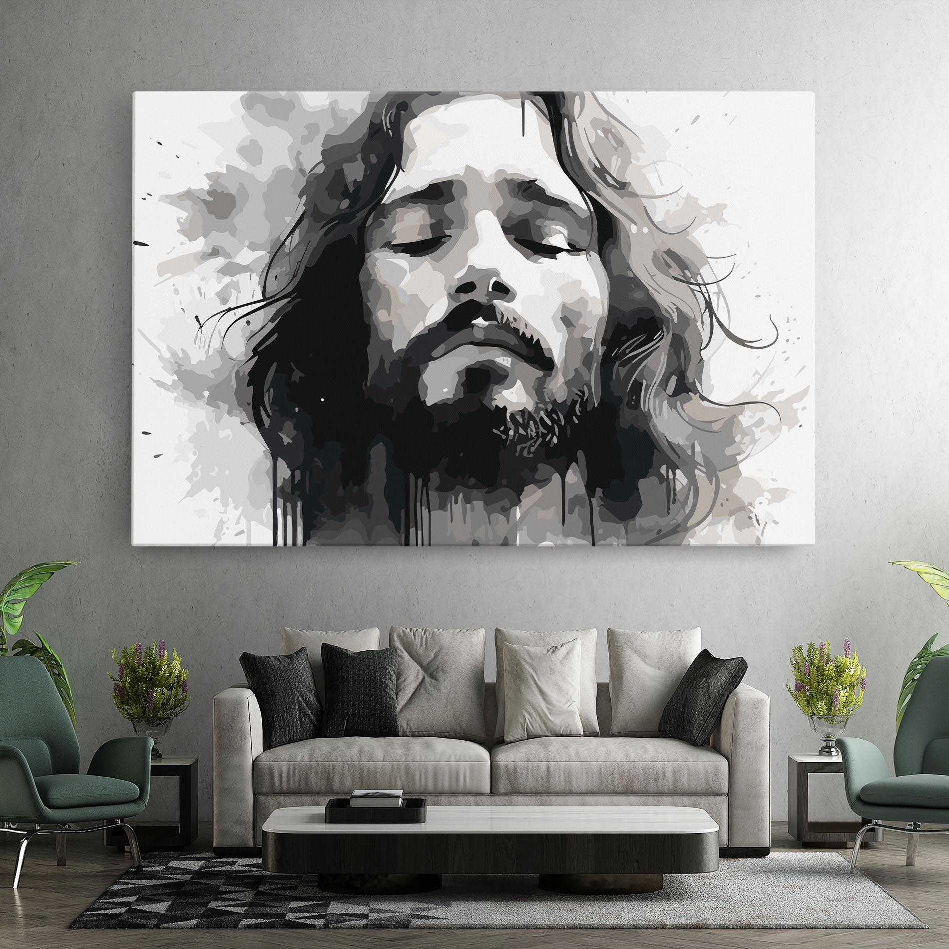 Leinwandbild Jesus Ink Art mockup 7