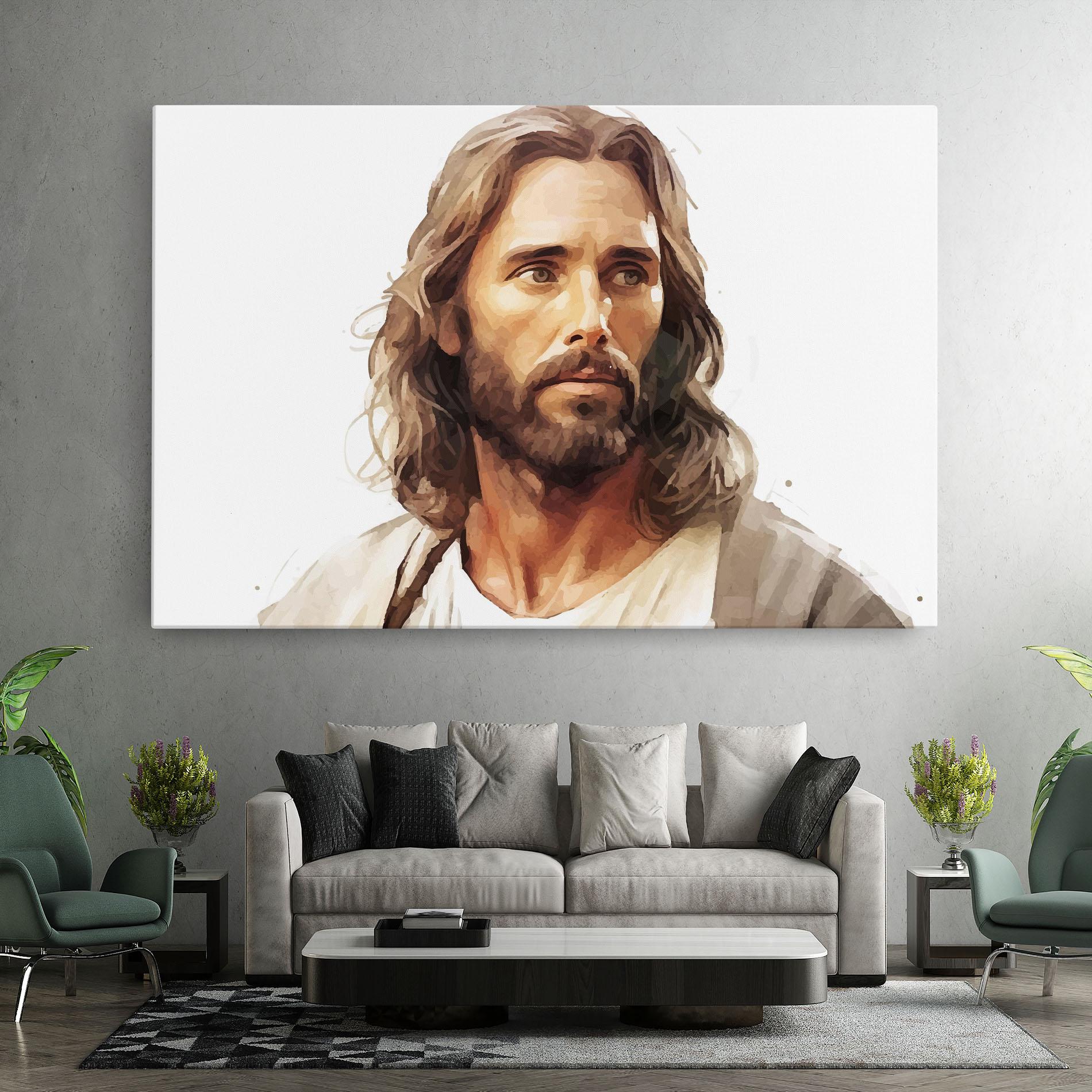 Leinwandbild Jesus Long Hair mockup 7
