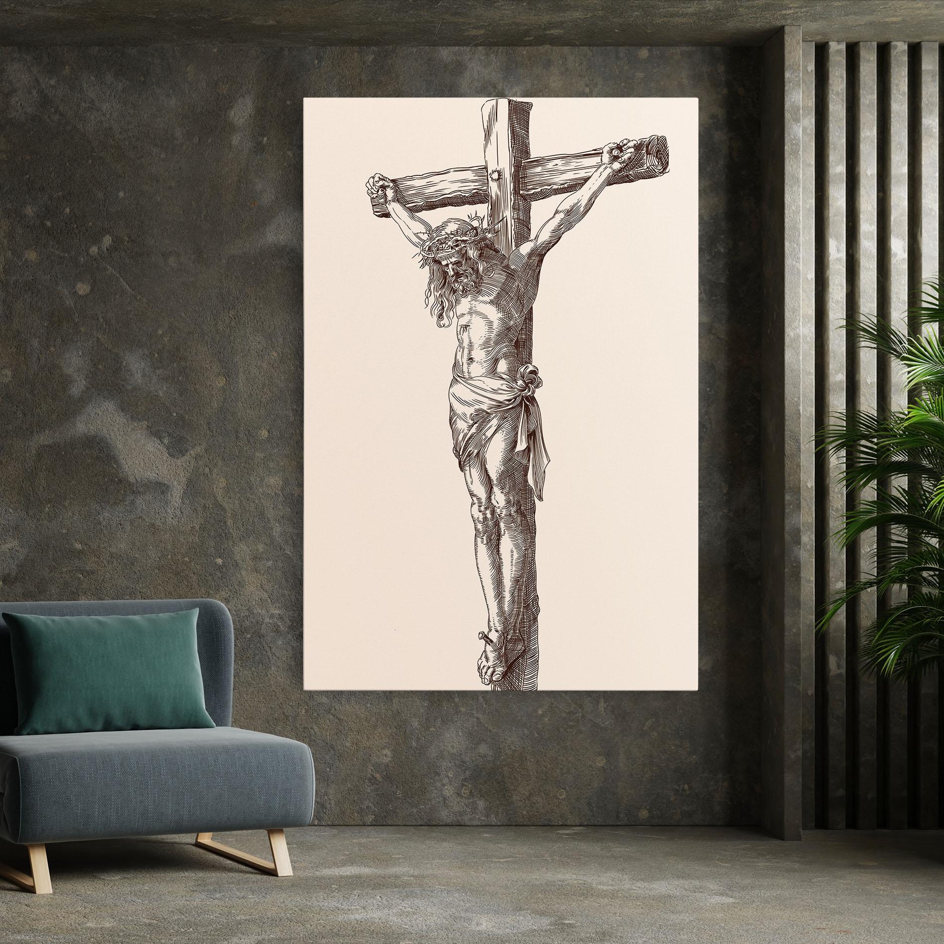 Leinwandbild Brown Cross Jesus mockup 7