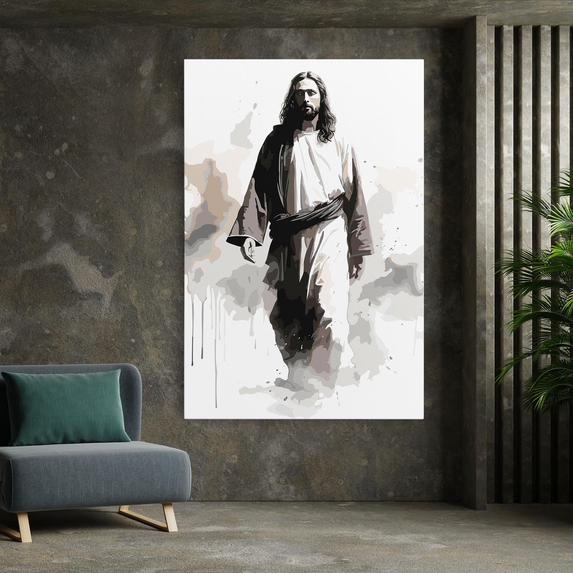 Leinwandbild Watercolor Jesus mockup 7