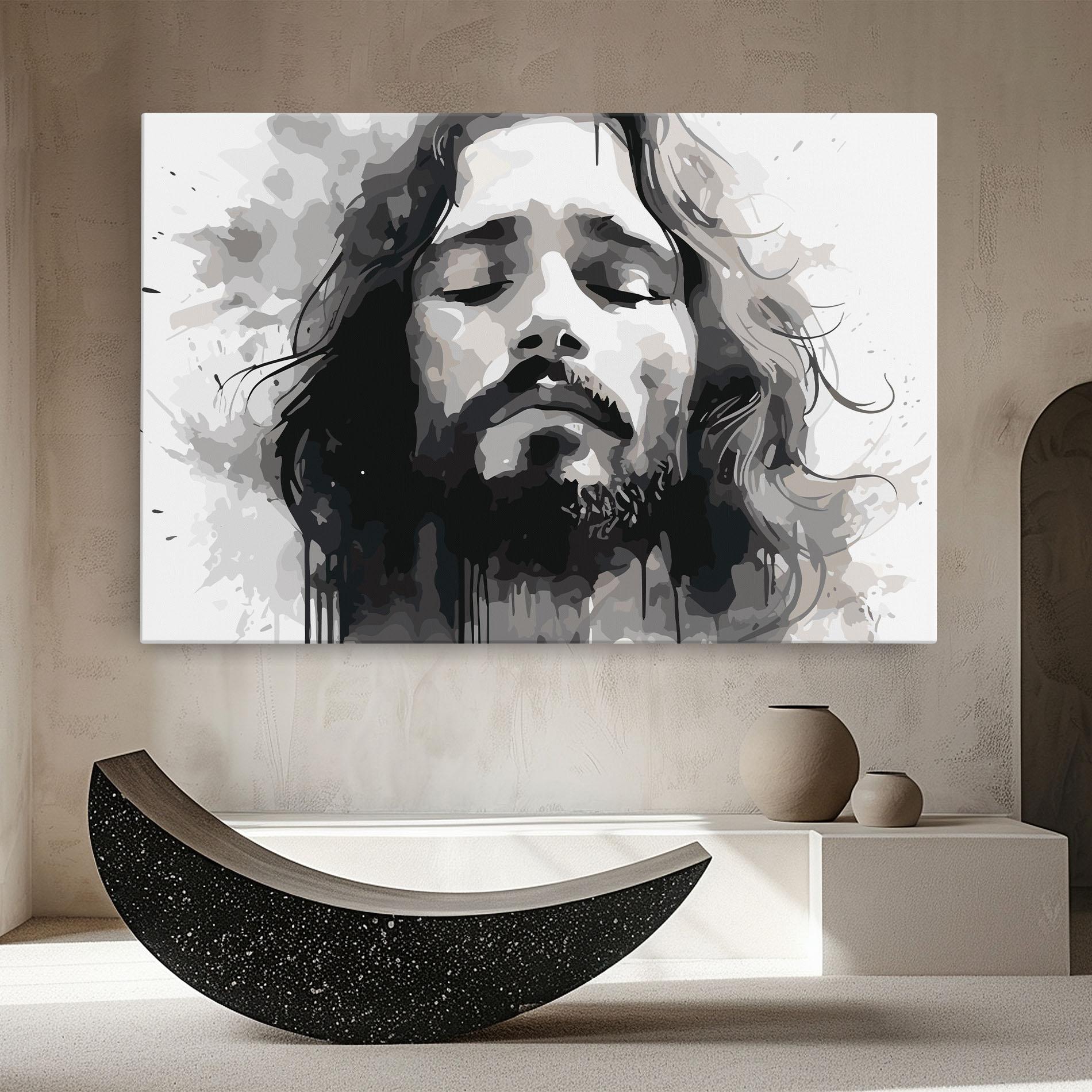 Leinwandbild Jesus Ink Art mockup 8